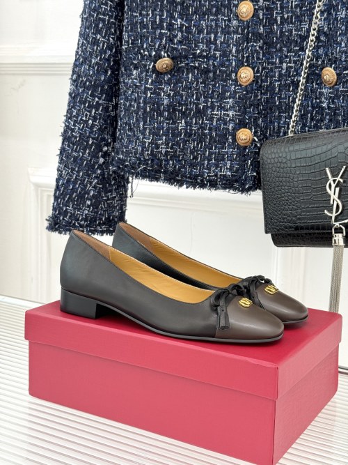 Valentino Women's Leather Ballet Flats with V-Logo Buckle - Chic & Stylish 1 Valentino Women's Leather Ballet Flats with V-Logo Buckle - Chic & Stylish
