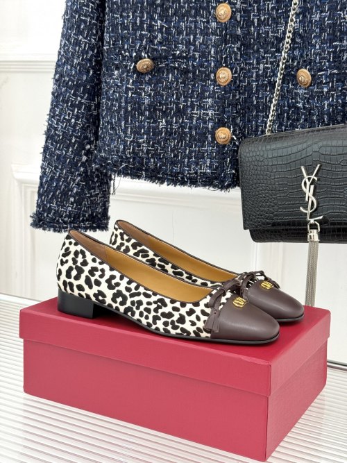 Valentino Women's Ballet Flats with Leopard Print and Block Heel