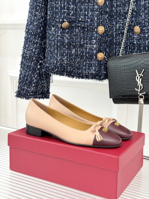 Valentino Women's Ballet Flats with Metal V Logo and Bow Accent 1 Valentino Women's Ballet Flats with Metal V Logo and Bow Accent