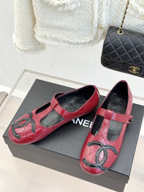 Chanel Vintage Double CC T-Strap Ballet Mary Jane Shoes, Lambskin Leather 1 Chanel Vintage Double CC T-Strap Ballet Mary Jane Shoes, Lambskin Leather