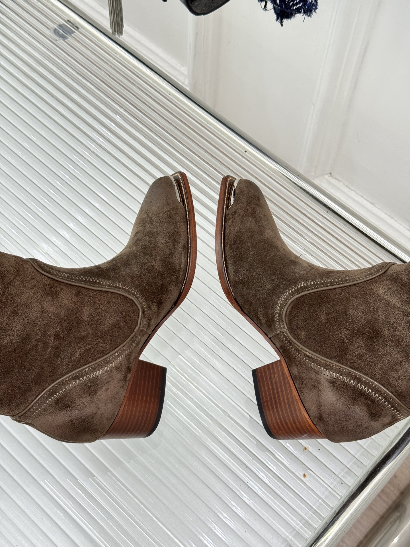Celine Women's Brown Suede Western Boots with Metal Toe and Block Heel 9 i1757005083590 3964 0 7