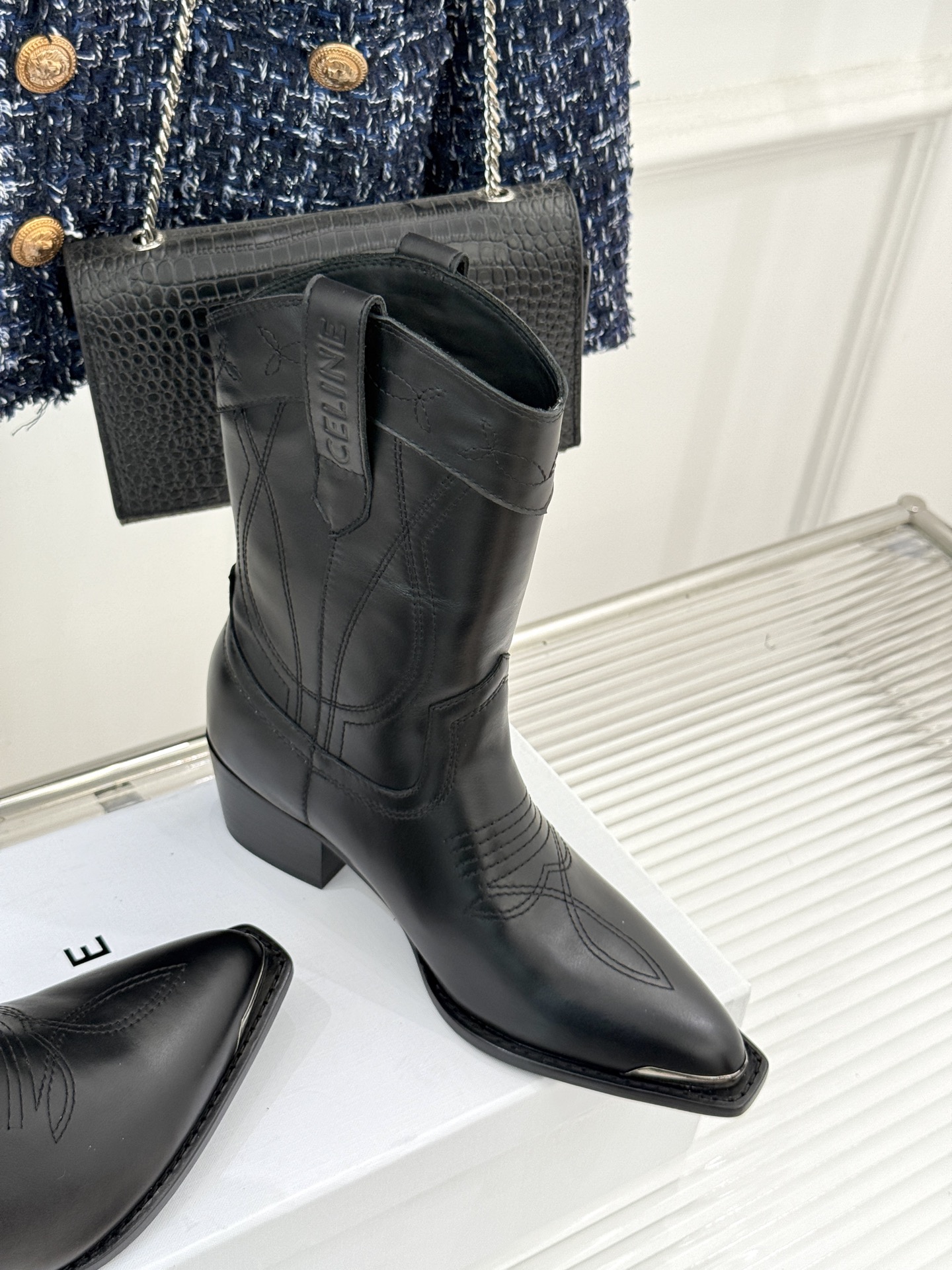 Celine Western Ankle Boots with Metal Toe - Classic Fall/Winter Style 4 i1757005708498 8808 0 2