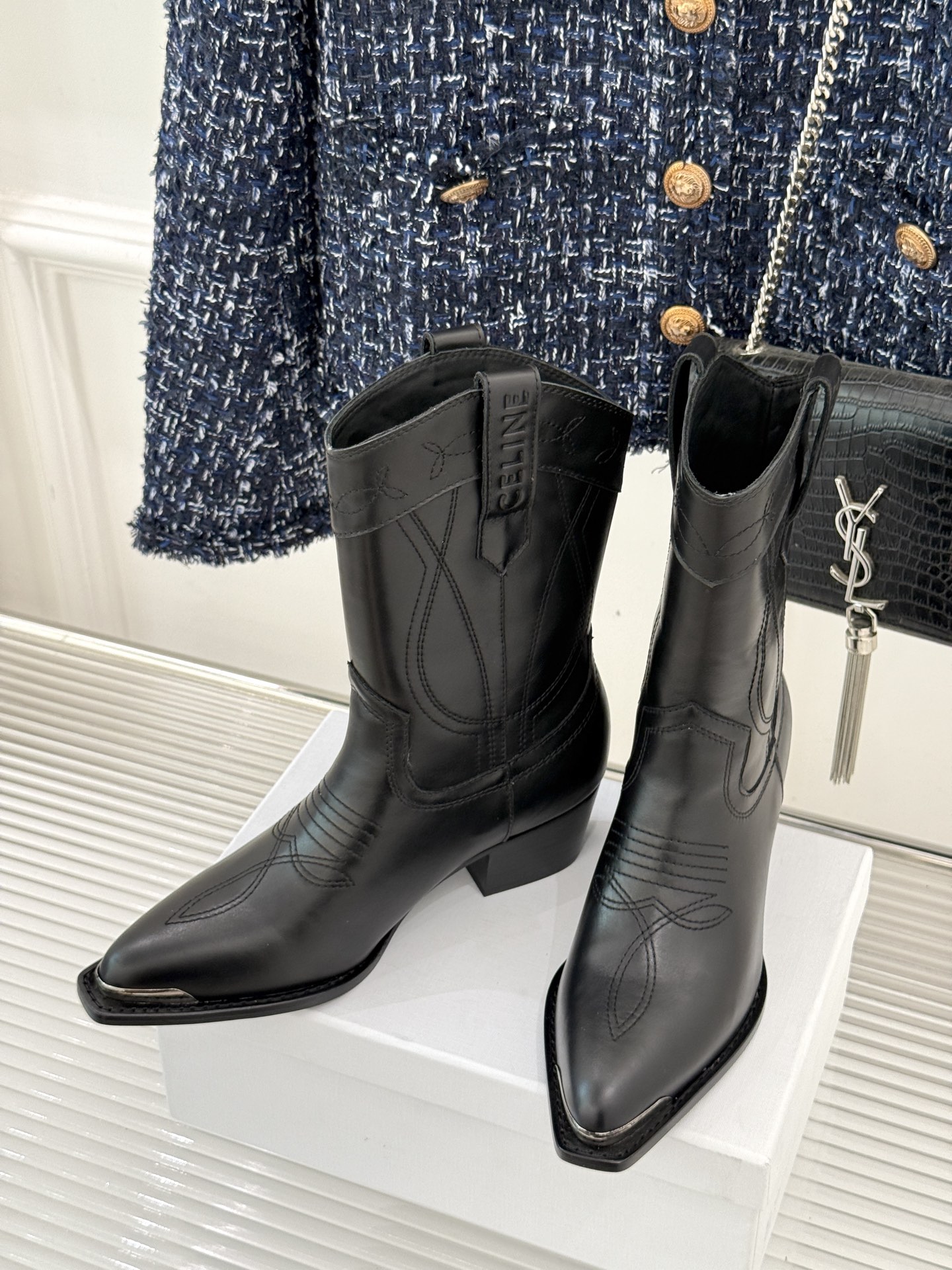 Celine Western Ankle Boots with Metal Toe - Classic Fall/Winter Style 3 i1757005708583 1238 0 1
