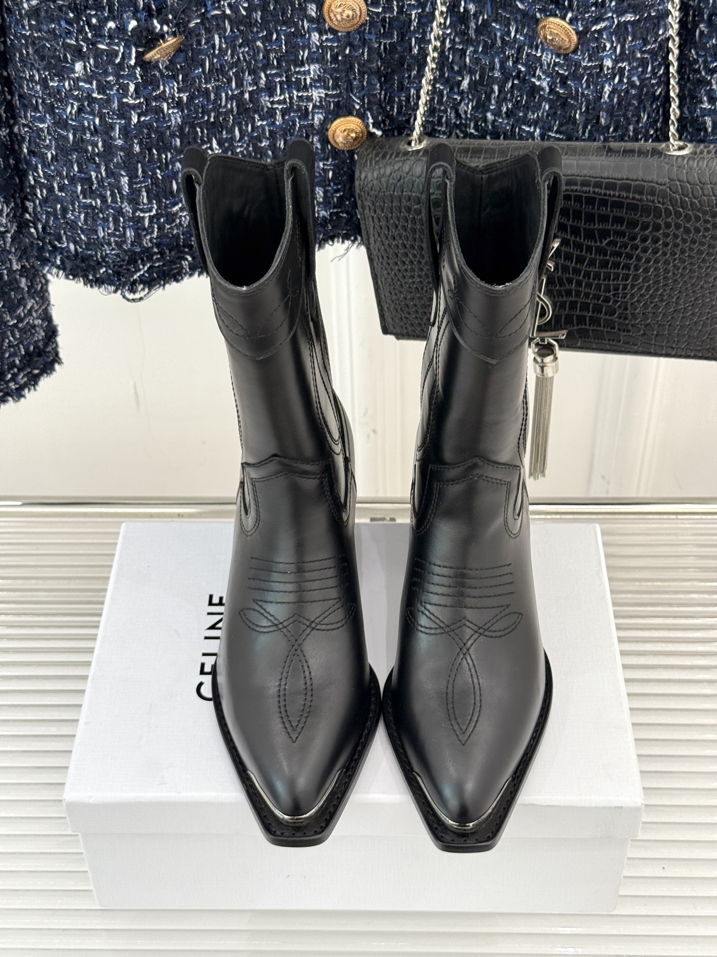 Celine Western Ankle Boots with Metal Toe - Classic Fall/Winter Style 5 i1757005708586 3752 0 3