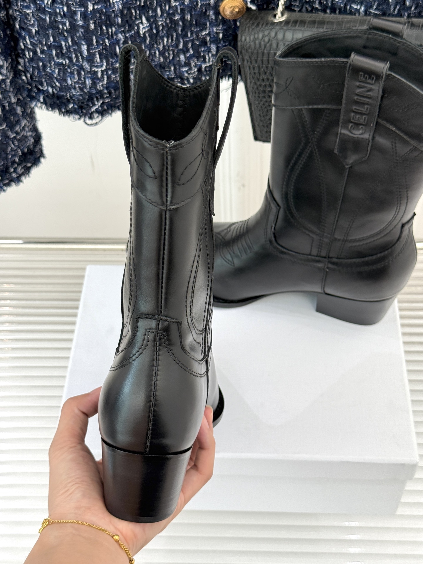 Celine Western Ankle Boots with Metal Toe - Classic Fall/Winter Style 9 i1757005709778 583 0 7