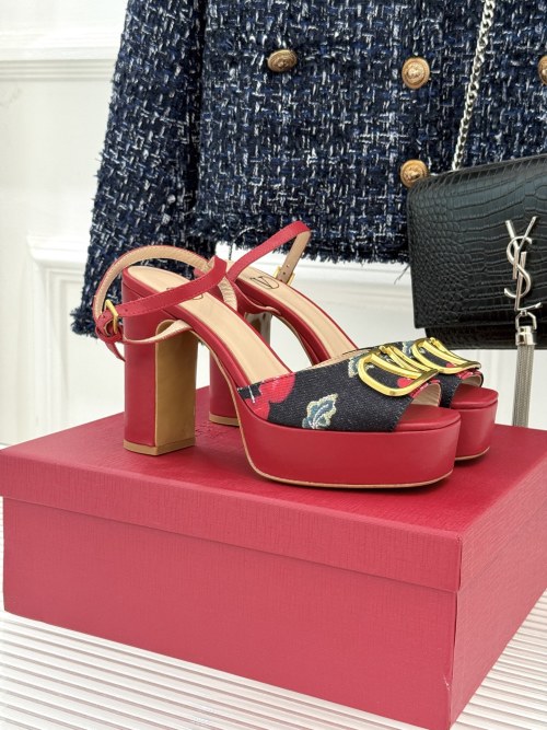Valentino Cherry Platform High Heel Sandals with V- - Italian Design 1 Valentino Cherry Platform High Heel Sandals with V- - Italian Design
