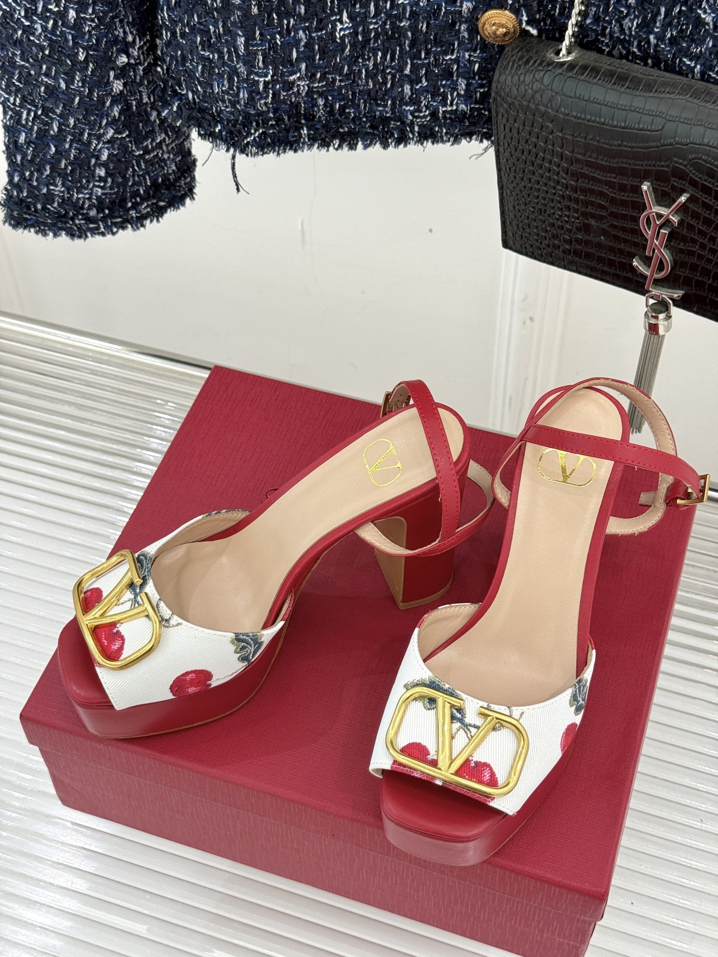 Valentino Women's Platform Heel Sandals with Cherry and V Logo Detail 3 i1757187660299 151 0 1