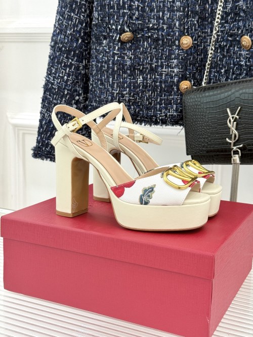 Valentino Women's Platform Heeled Sandals with Cherry Detail and V-buckle 1 Valentino Women's Platform Heeled Sandals with Cherry Detail and V-buckle