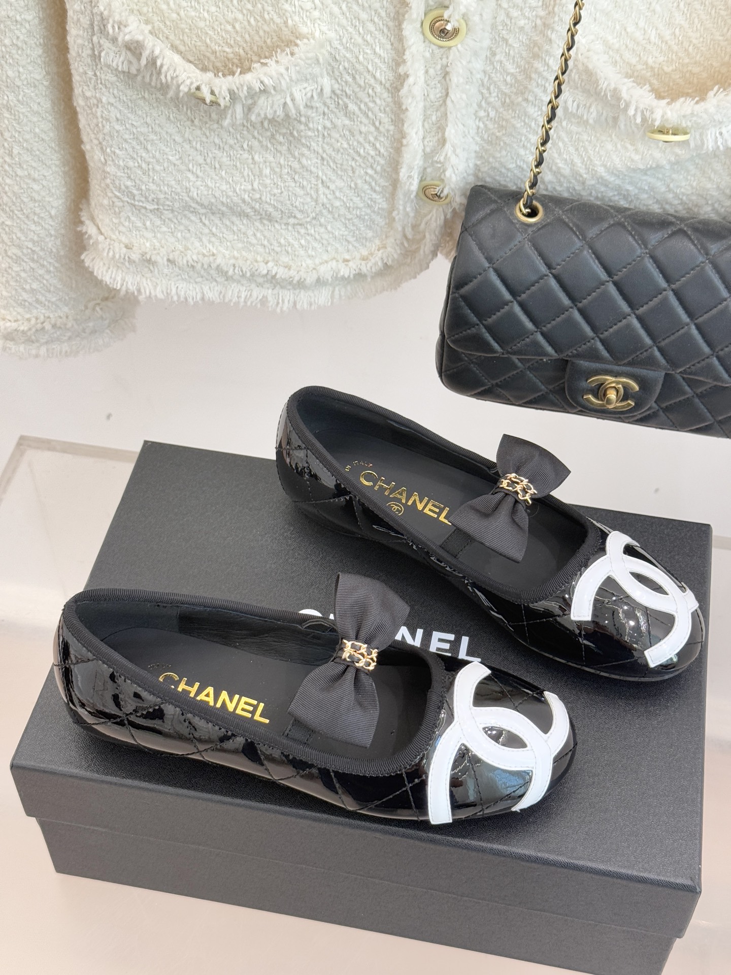 CHANE*｜小香25K新品链条蝴蝶结大双C平底玛丽珍鞋法式风情 真是美到心尖尖上啦！优雅又浪漫的仙女应