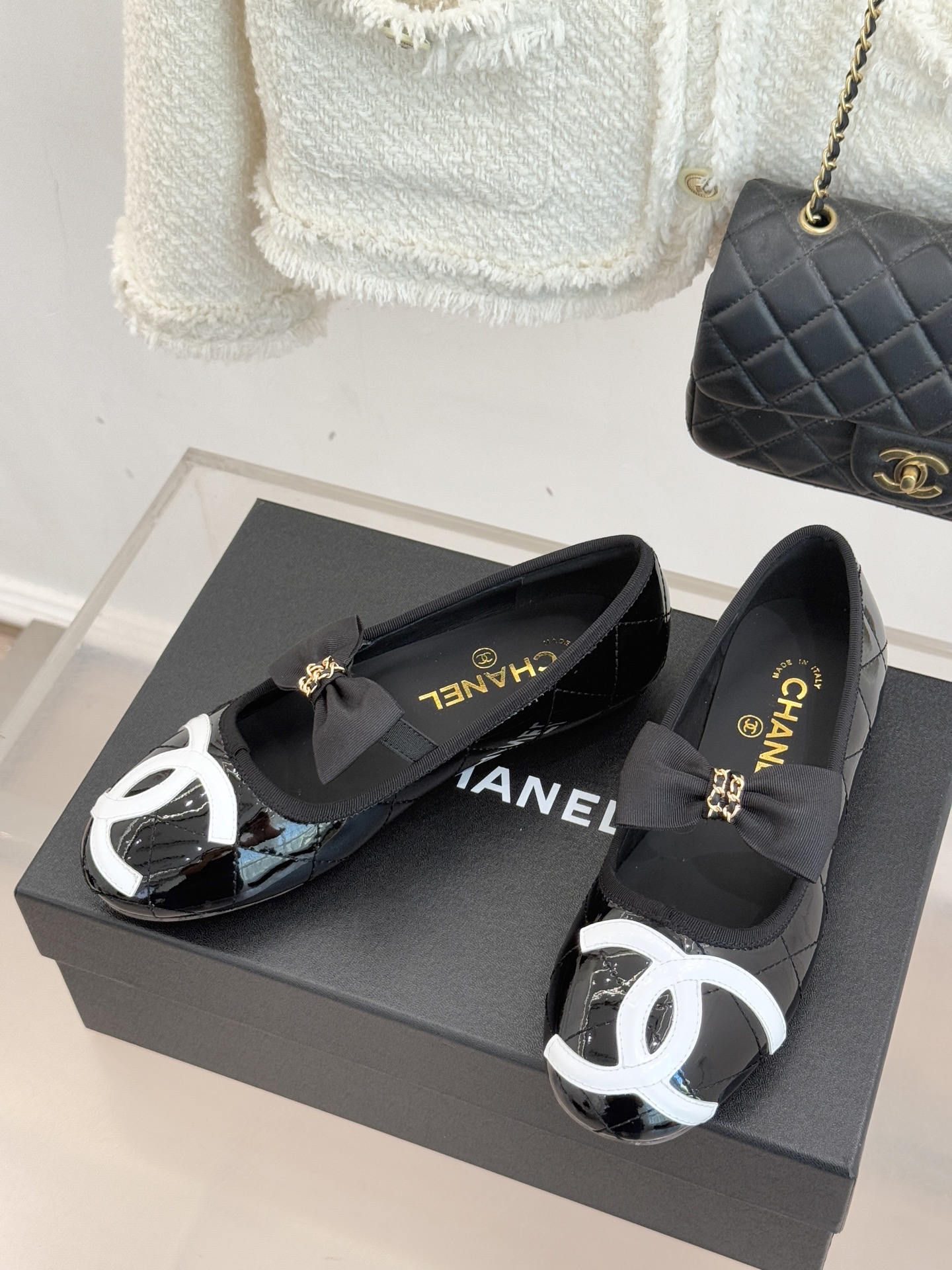 CHANE*｜小香25K新品链条蝴蝶结大双C平底玛丽珍鞋法式风情 真是美到心尖尖上啦！优雅又浪漫的仙女应