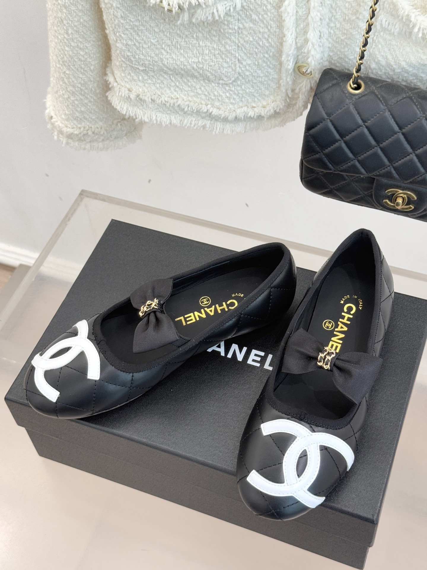 CHANE*｜小香25K新品链条蝴蝶结大双C平底玛丽珍鞋法式风情 真是美到心尖尖上啦！优雅又浪漫的仙女应