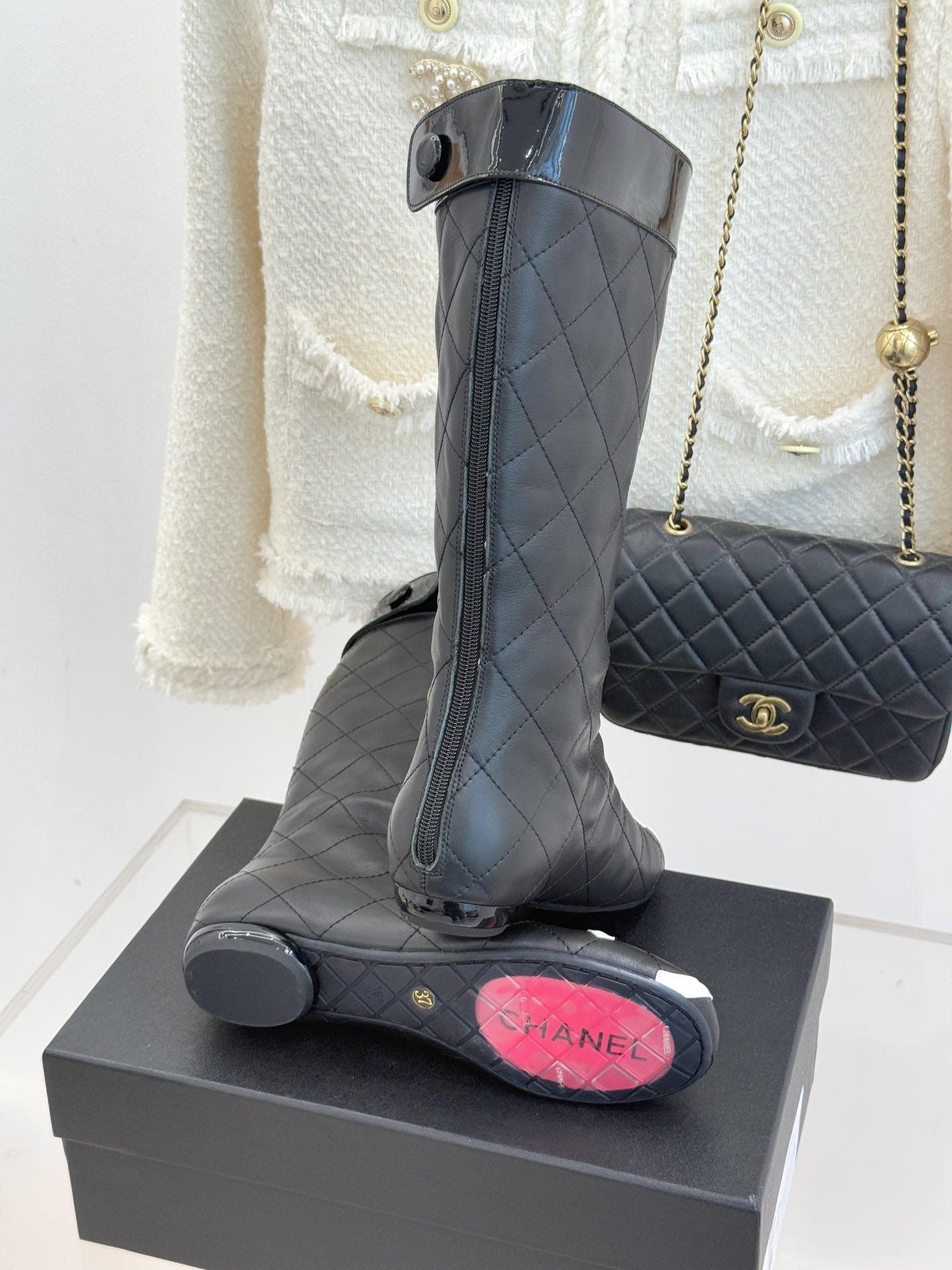 CHANE*｜小香经典大双C菱格中古中筒靴这双丽珍鞋 简直是时尚长河里的璀璨明珠它的设计极具辨识度 大双