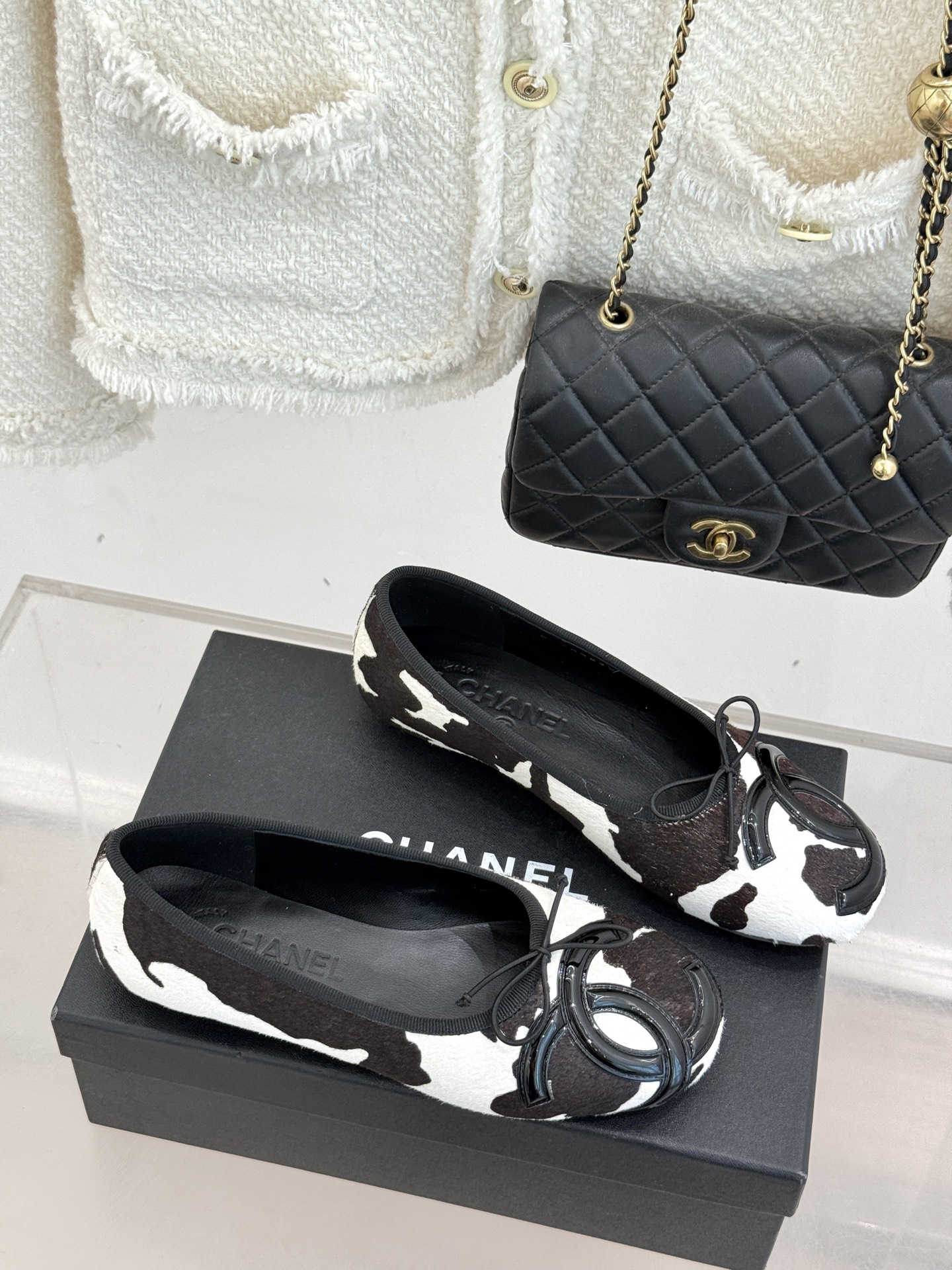 CHANE*｜小香经典中古大双C菱格蝴蝶结豹纹马毛芭蕾舞鞋当菱格纹的密码邂逅芭蕾的灵动这双单鞋便成了穿越