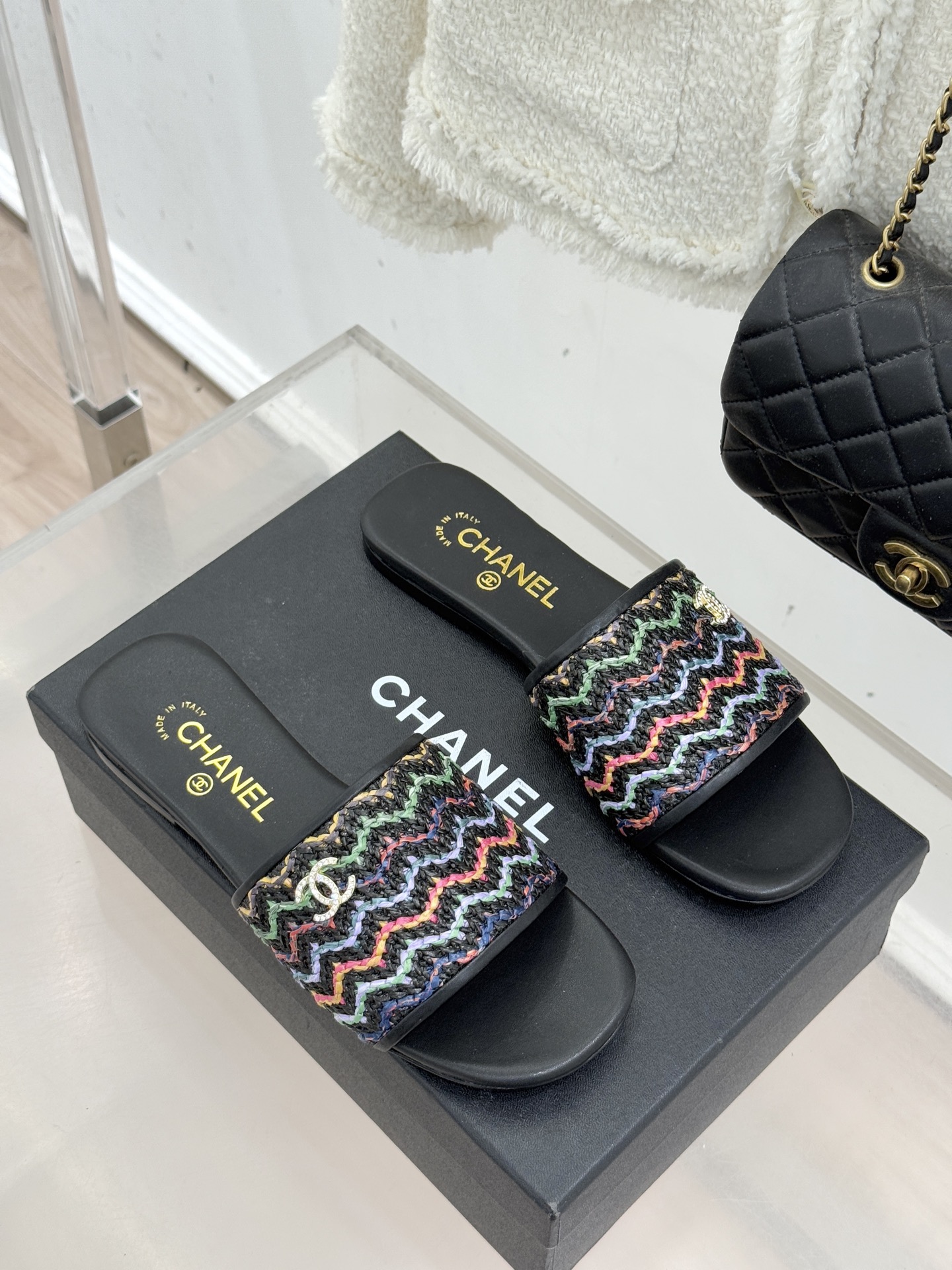 CHANE*｜小香26P春夏新品针织双C平底拖鞋以独特的针织鞋面打破常规经典小双C标志 太精致了为整体造