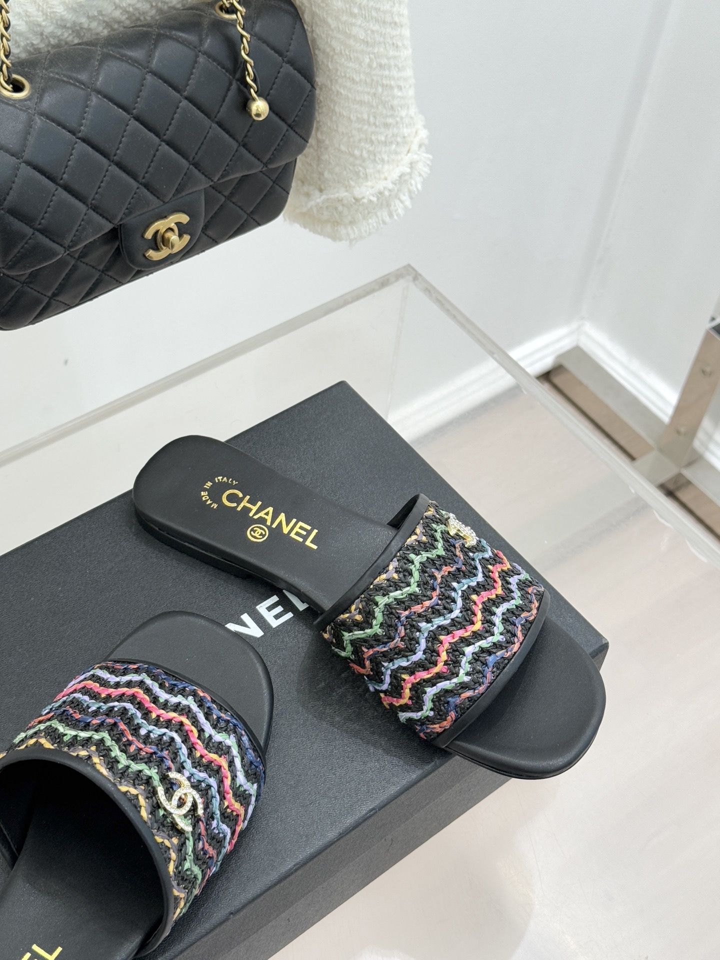 CHANE*｜小香26P春夏新品针织双C平底拖鞋以独特的针织鞋面打破常规经典小双C标志 太精致了为整体造