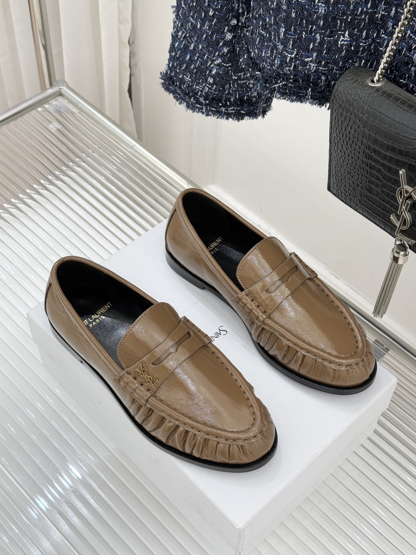 （配原版飞机盒）Saint Lauren*YSL圣罗兰25WF新品YSL小logo乐福鞋标志性的小log