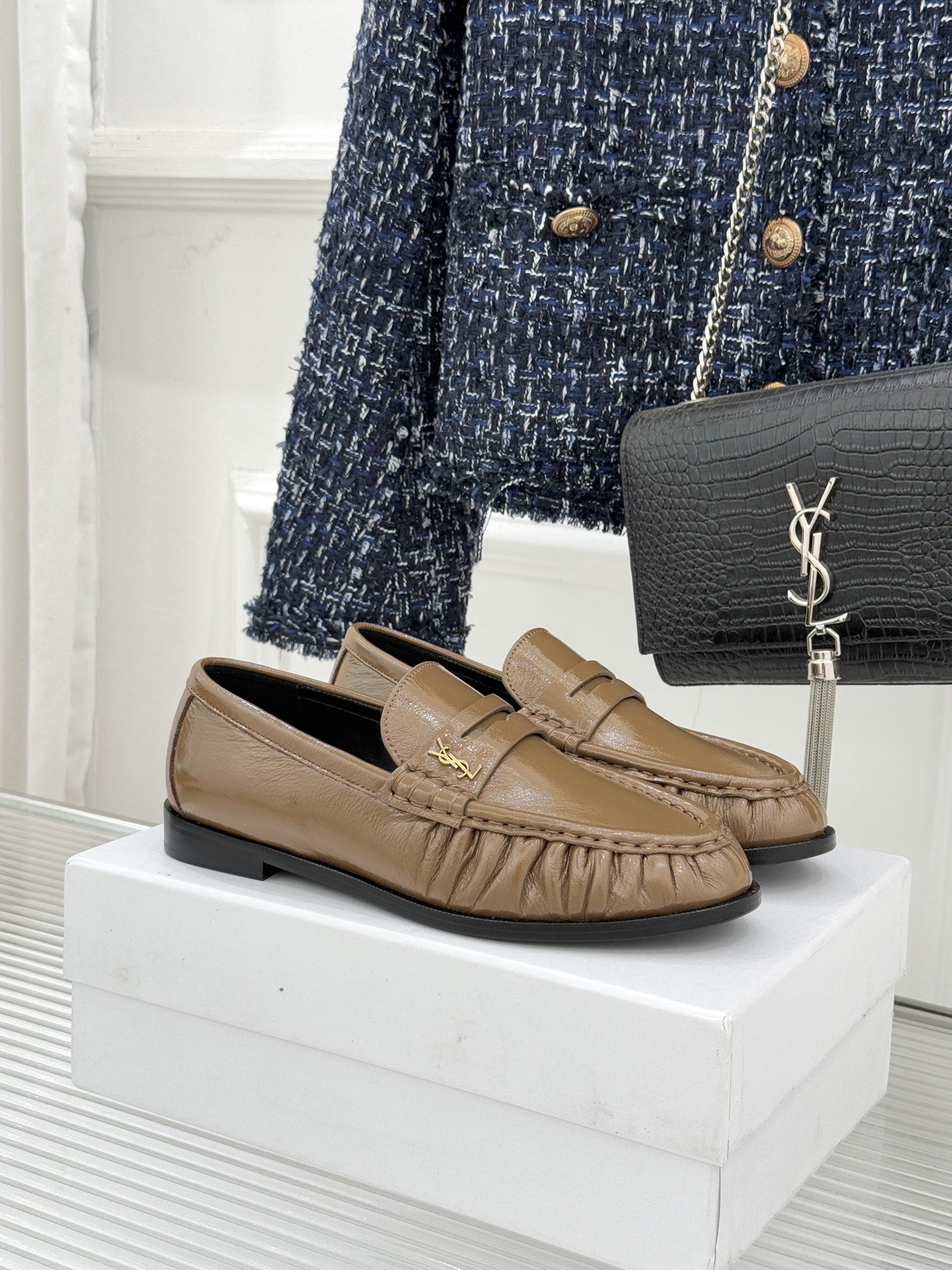 （配原版飞机盒）Saint Lauren*YSL圣罗兰25WF新品YSL小logo乐福鞋标志性的小log