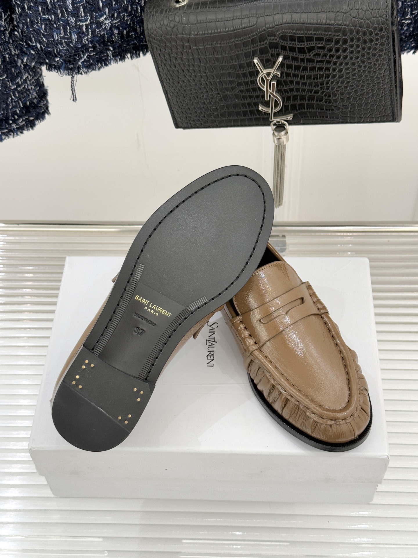（配原版飞机盒）Saint Lauren*YSL圣罗兰25WF新品YSL小logo乐福鞋标志性的小log