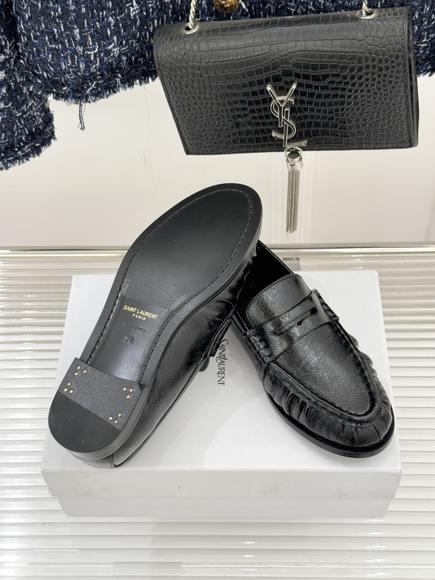 （配原版飞机盒）Saint Lauren*YSL圣罗兰25WF新品YSL小logo乐福鞋标志性的小log