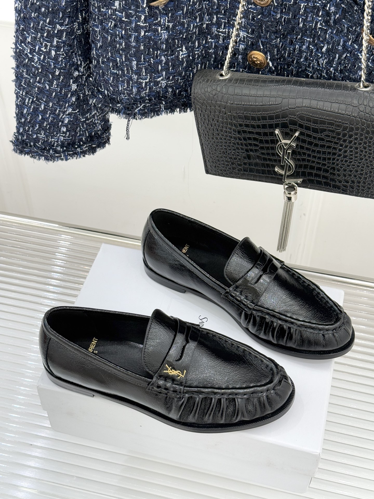 （配原版飞机盒）Saint Lauren*YSL圣罗兰25WF新品YSL小logo乐福鞋标志性的小log