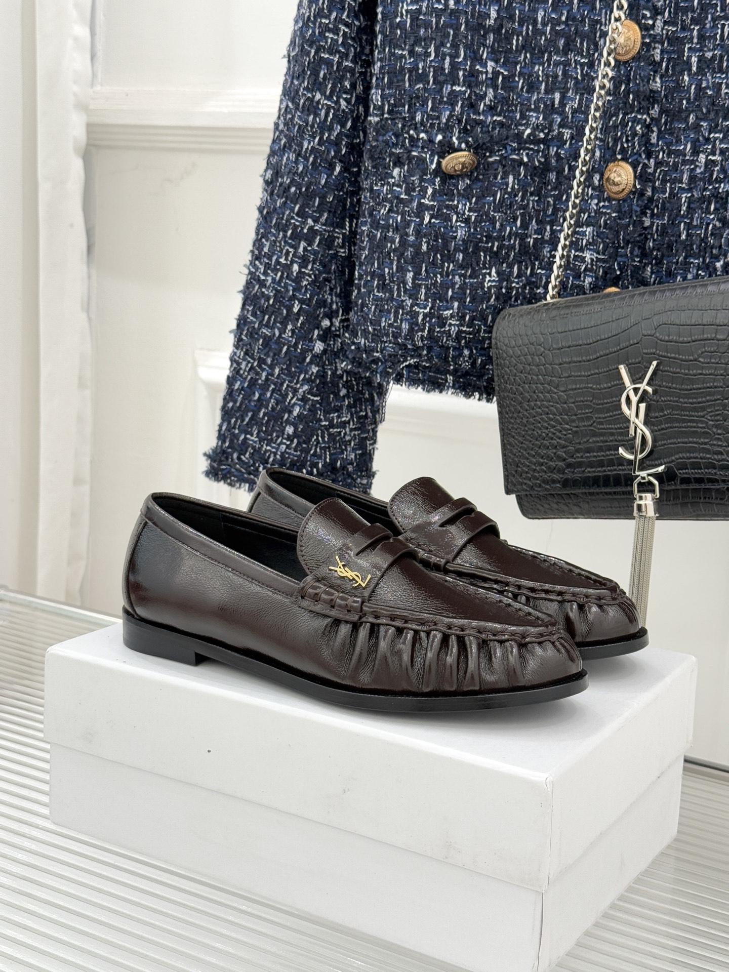 （配原版飞机盒）Saint Lauren*YSL圣罗兰25WF新品YSL小logo乐福鞋标志性的小log