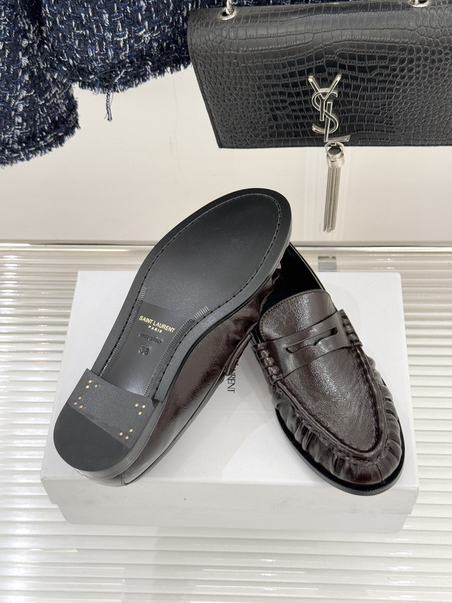 （配原版飞机盒）Saint Lauren*YSL圣罗兰25WF新品YSL小logo乐福鞋标志性的小log