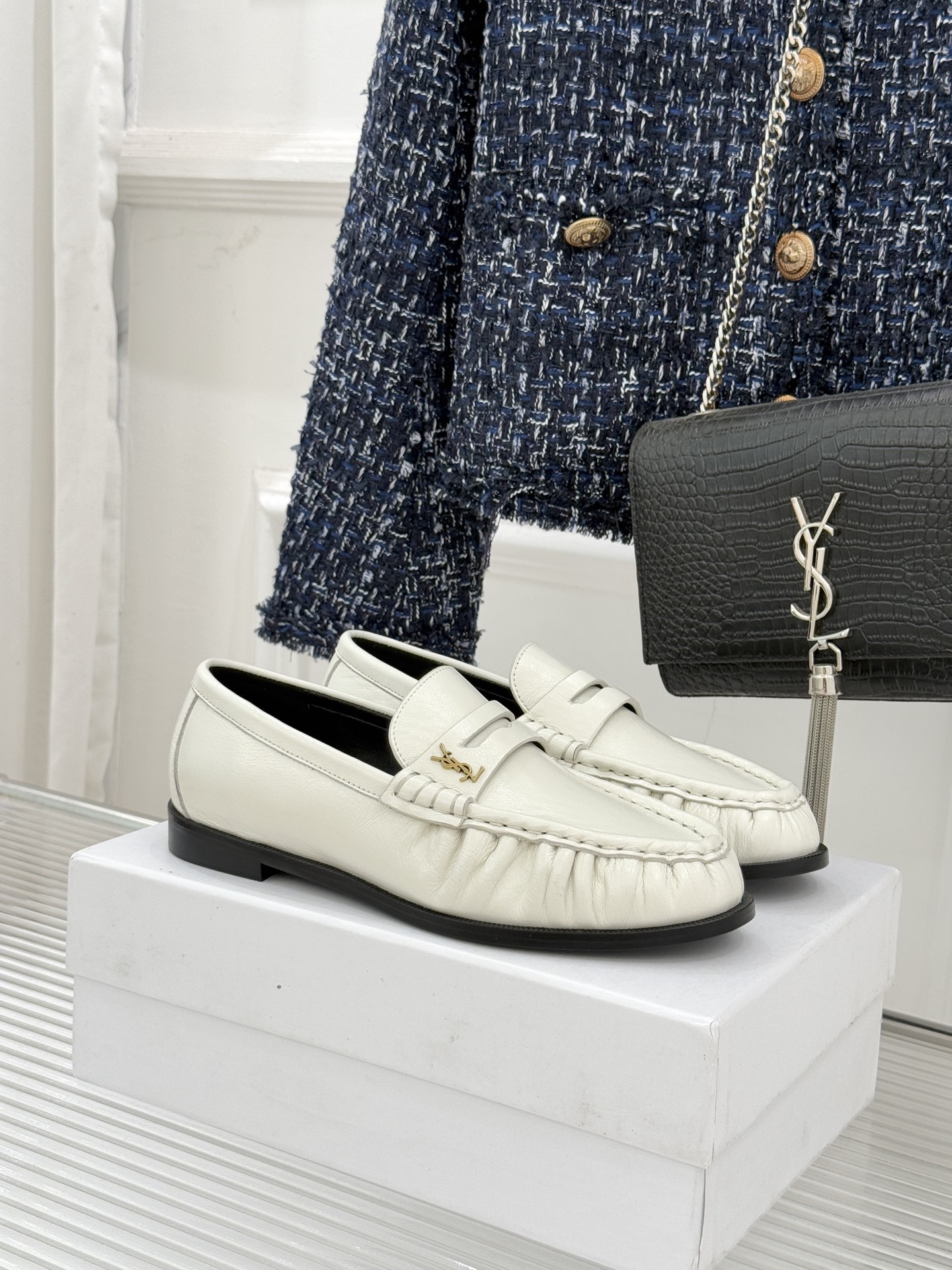 （配原版飞机盒）Saint Lauren*YSL圣罗兰25WF新品YSL小logo乐福鞋标志性的小log