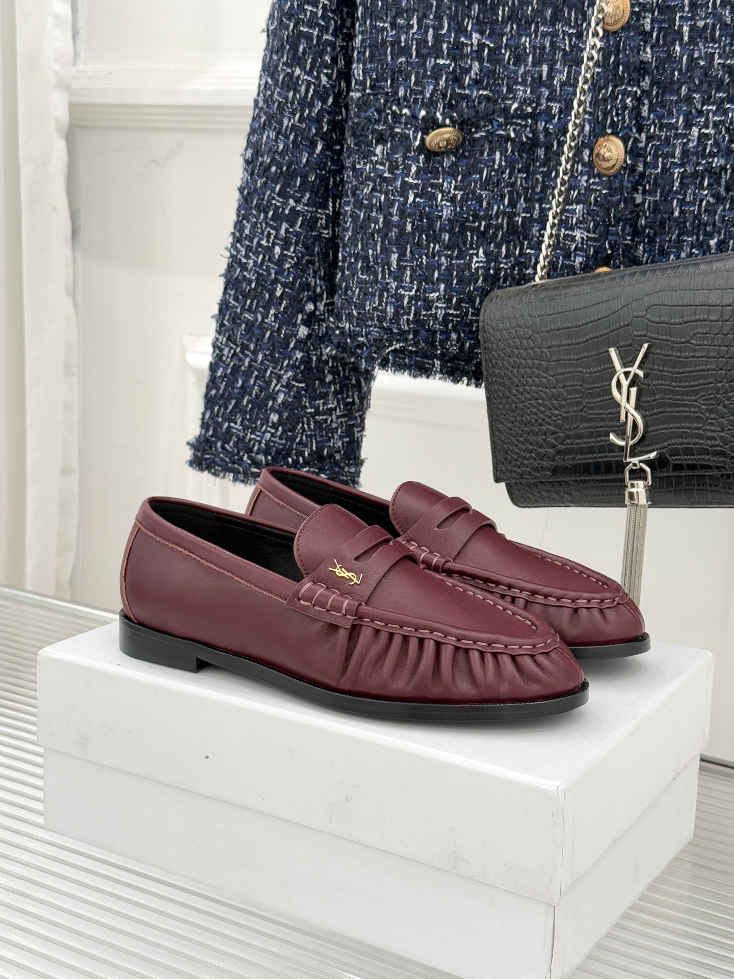 （配原版飞机盒）Saint Lauren*YSL圣罗兰25WF新品YSL小logo乐福鞋标志性的小log