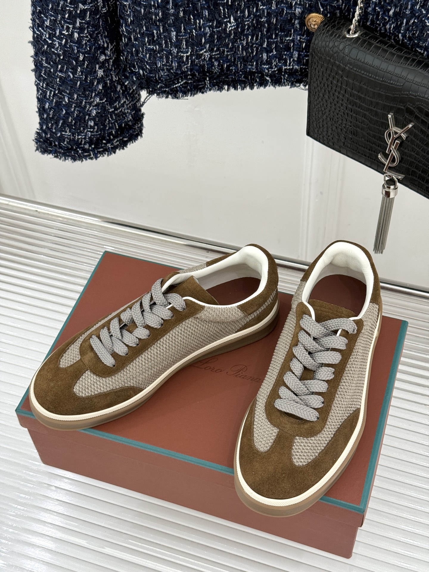 （配原版飞机盒）Loro Piana/LP Tennis Walk情侣款经典复古休闲德训鞋很松弛的老钱风