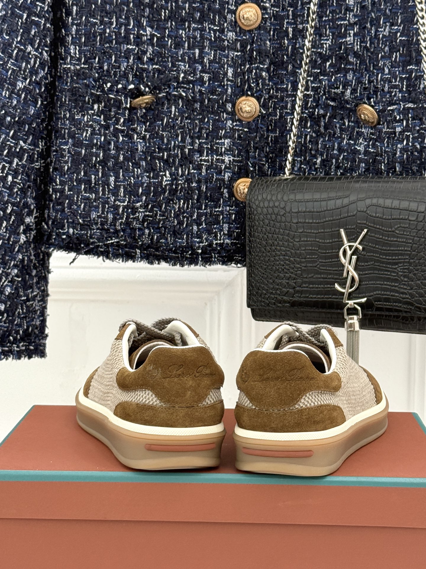 （配原版飞机盒）Loro Piana/LP Tennis Walk情侣款经典复古休闲德训鞋很松弛的老钱风