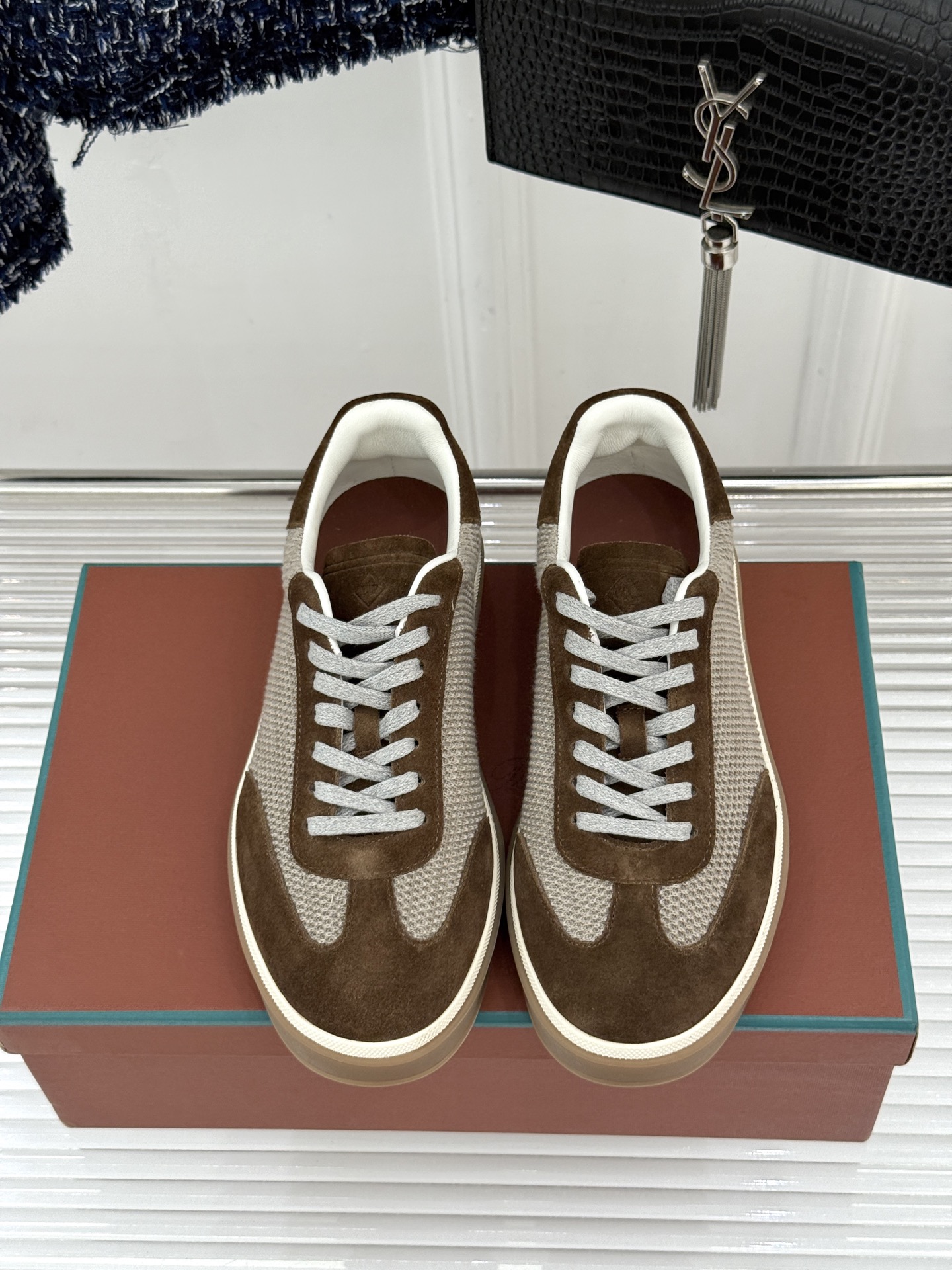 （配原版飞机盒）Loro Piana/LP Tennis Walk情侣款经典复古休闲德训鞋很松弛的老钱风