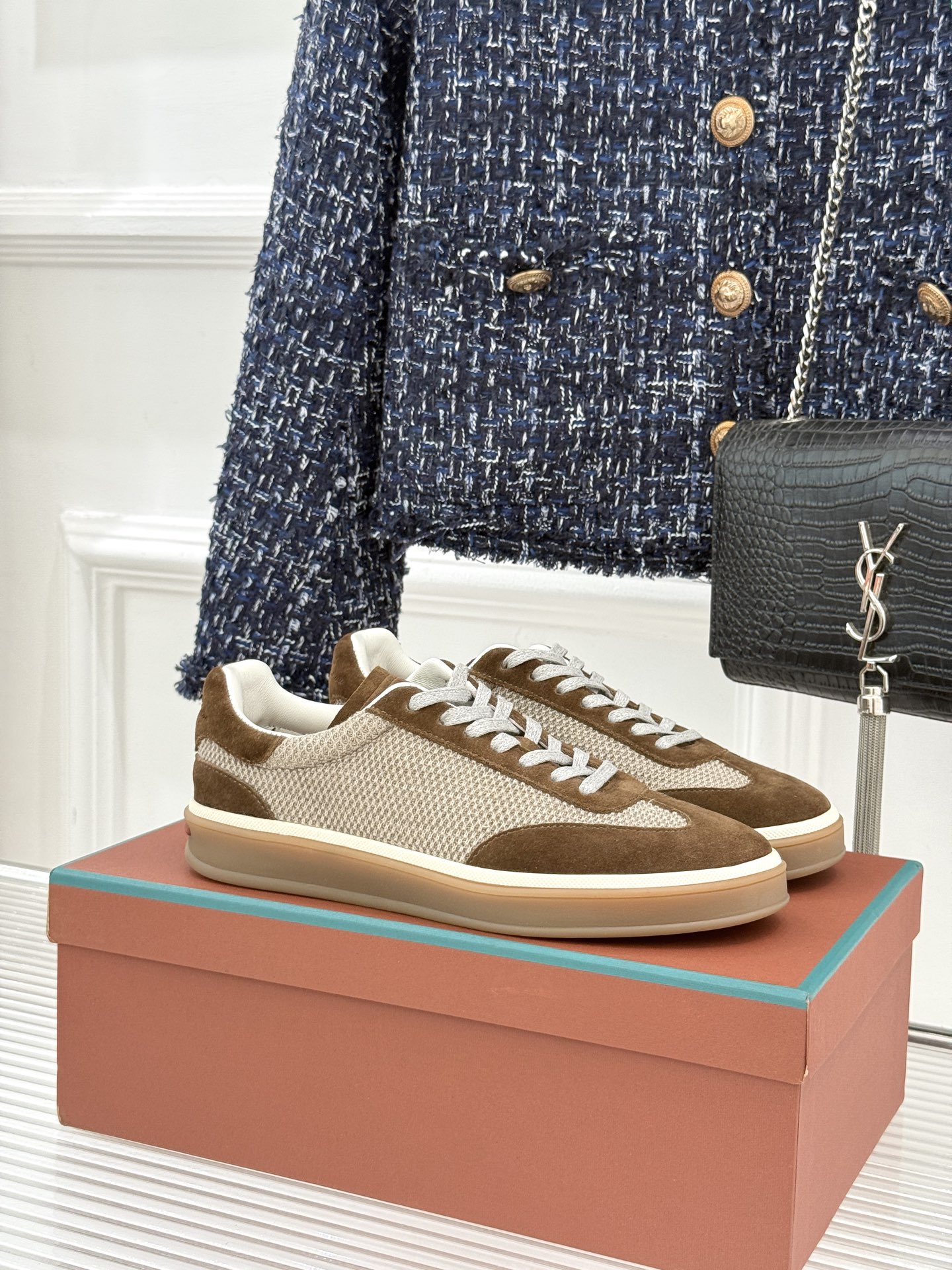 （配原版飞机盒）Loro Piana/LP Tennis Walk情侣款经典复古休闲德训鞋很松弛的老钱风