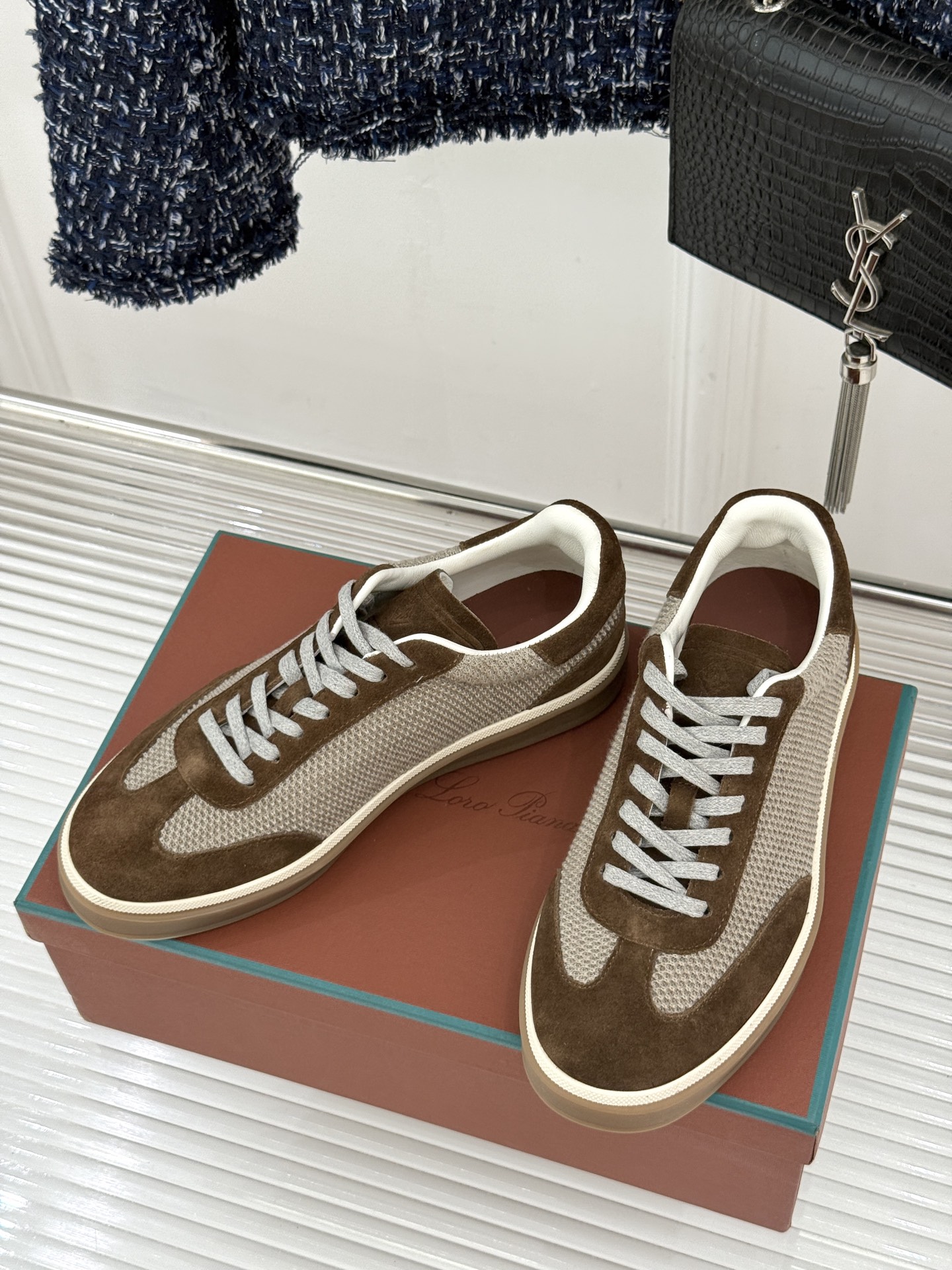 （配原版飞机盒）Loro Piana/LP Tennis Walk情侣款经典复古休闲德训鞋很松弛的老钱风