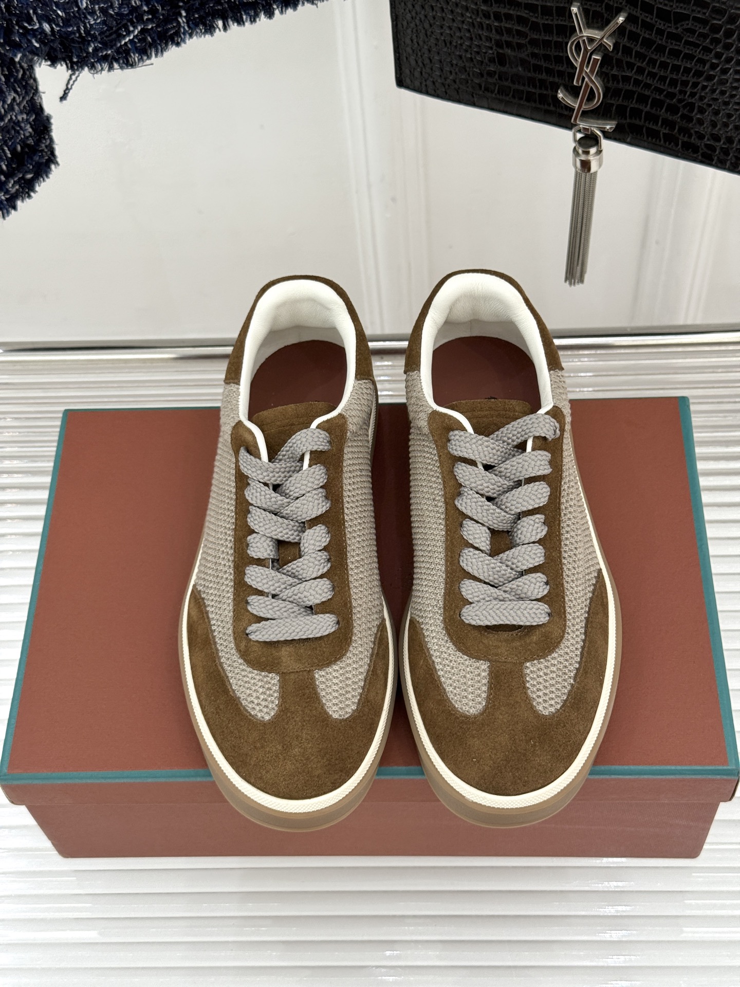 （配原版飞机盒）Loro Piana/LP Tennis Walk情侣款经典复古休闲德训鞋很松弛的老钱风