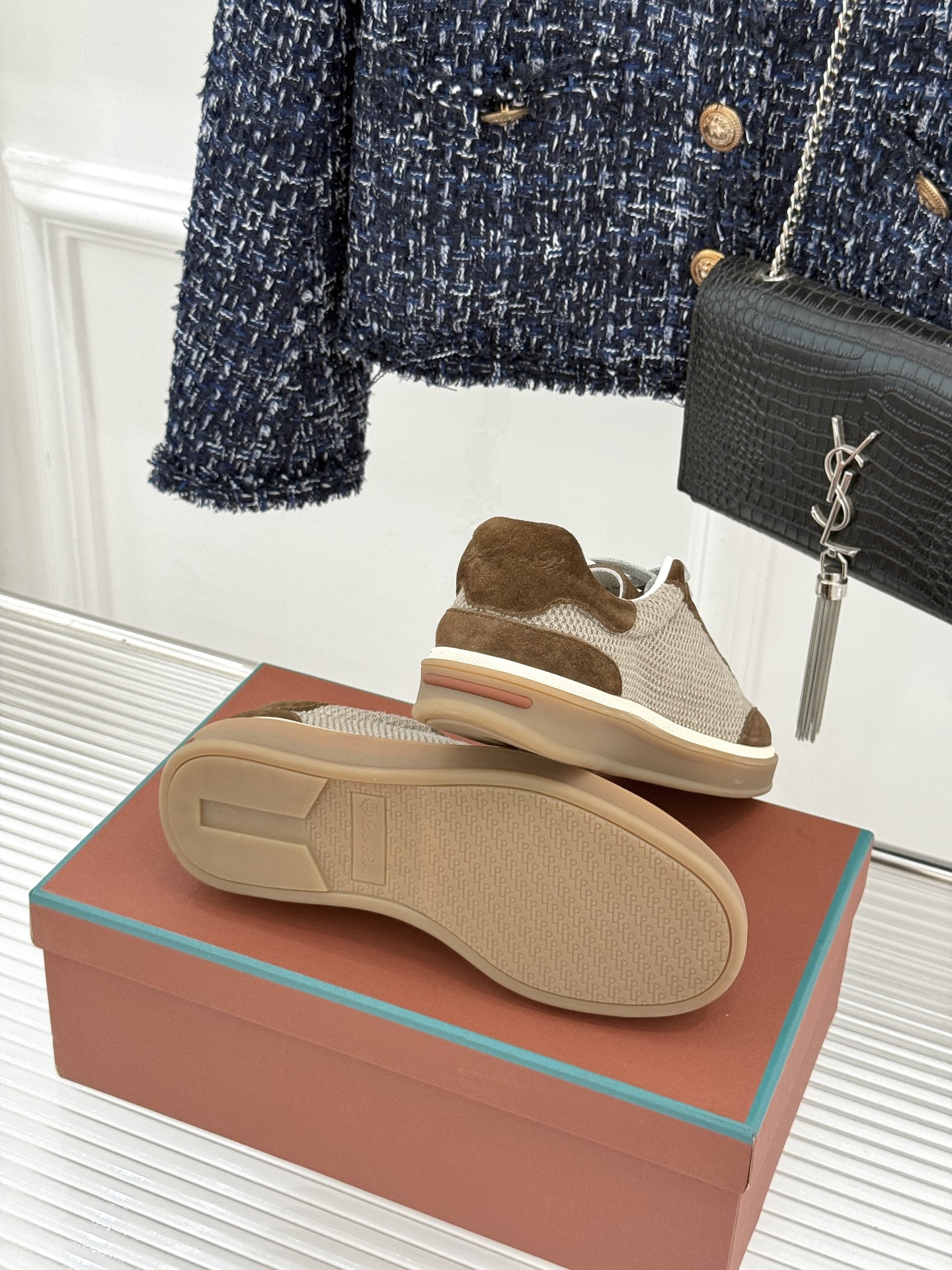 （配原版飞机盒）Loro Piana/LP Tennis Walk情侣款经典复古休闲德训鞋很松弛的老钱风