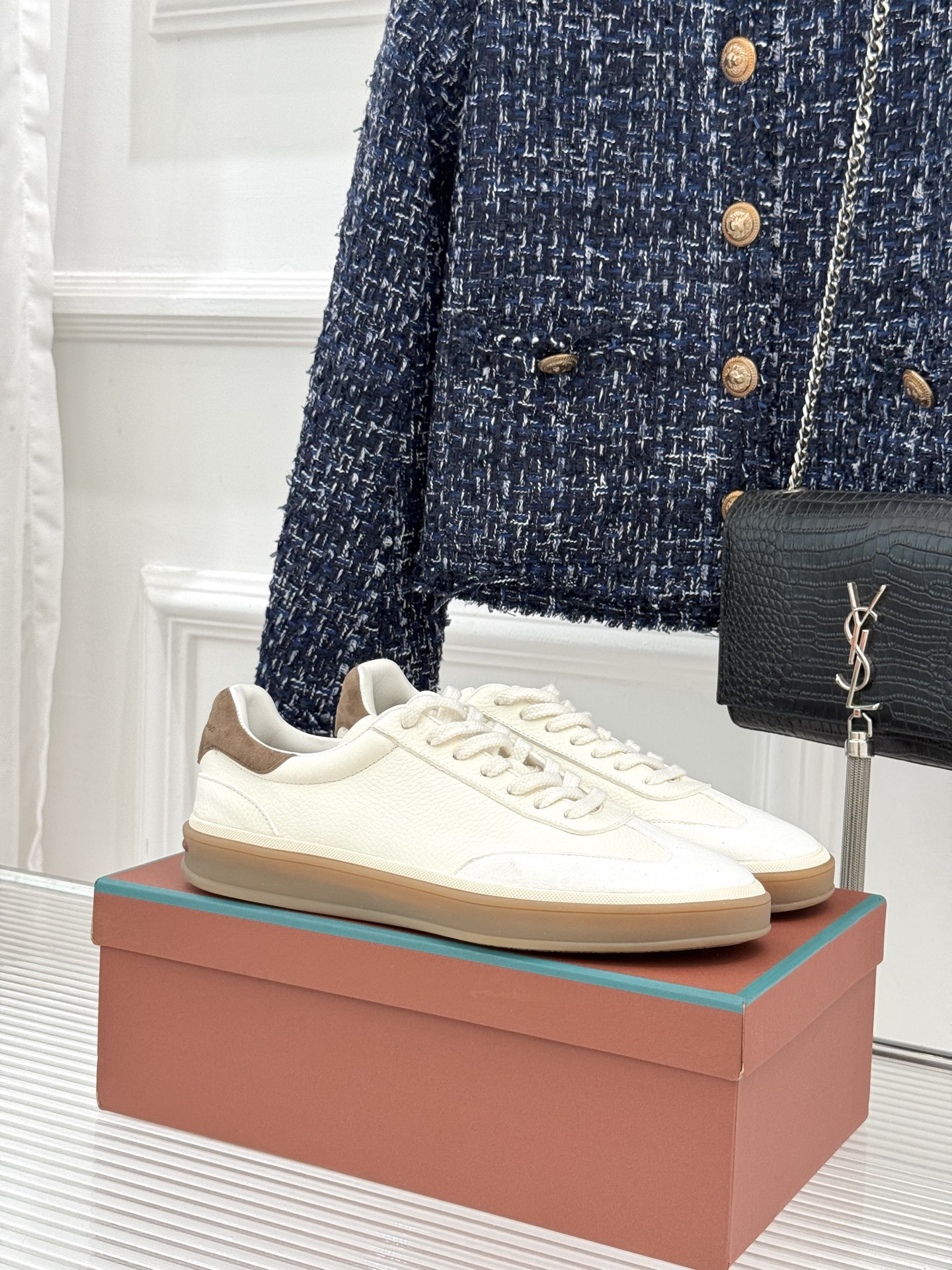 （配原版飞机盒）Loro Piana/LP Tennis Walk情侣款经典复古休闲德训鞋很松弛的老钱风