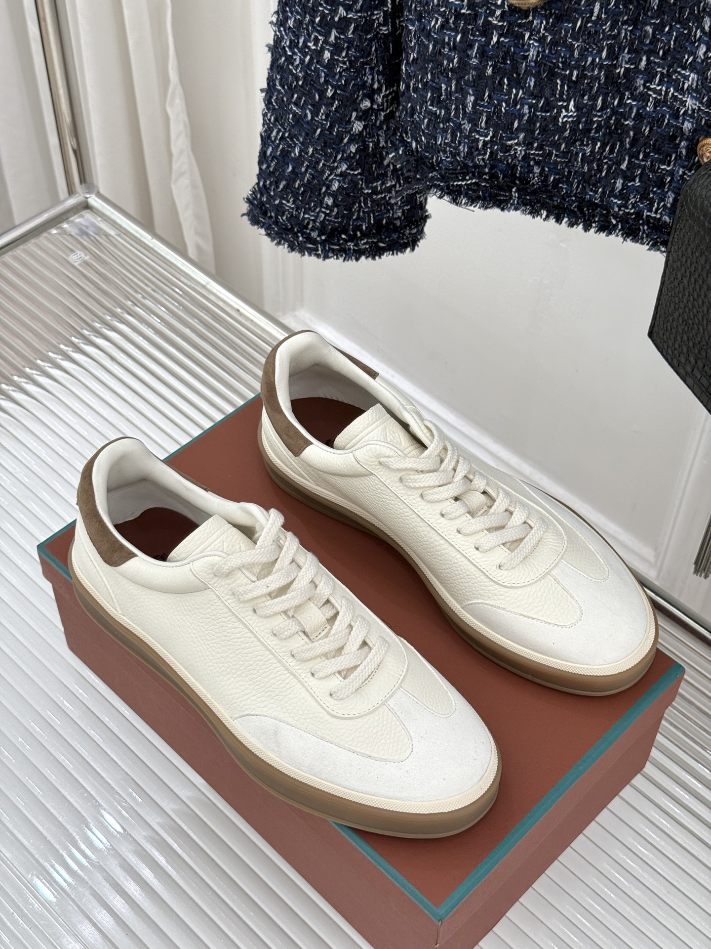 （配原版飞机盒）Loro Piana/LP Tennis Walk情侣款经典复古休闲德训鞋很松弛的老钱风