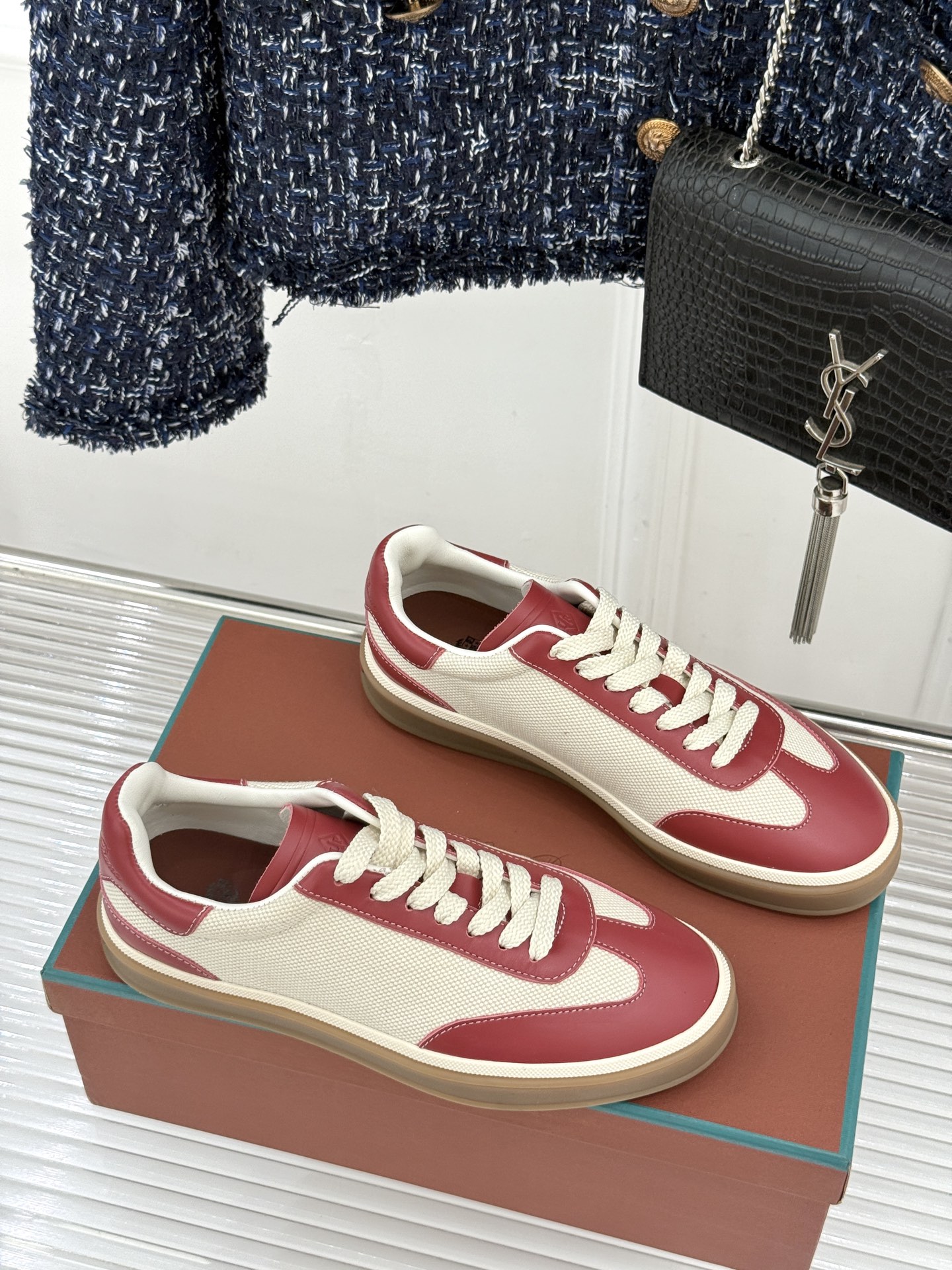 （配原版飞机盒）Loro Piana/LP Tennis Walk情侣款经典复古休闲德训鞋很松弛的老钱风