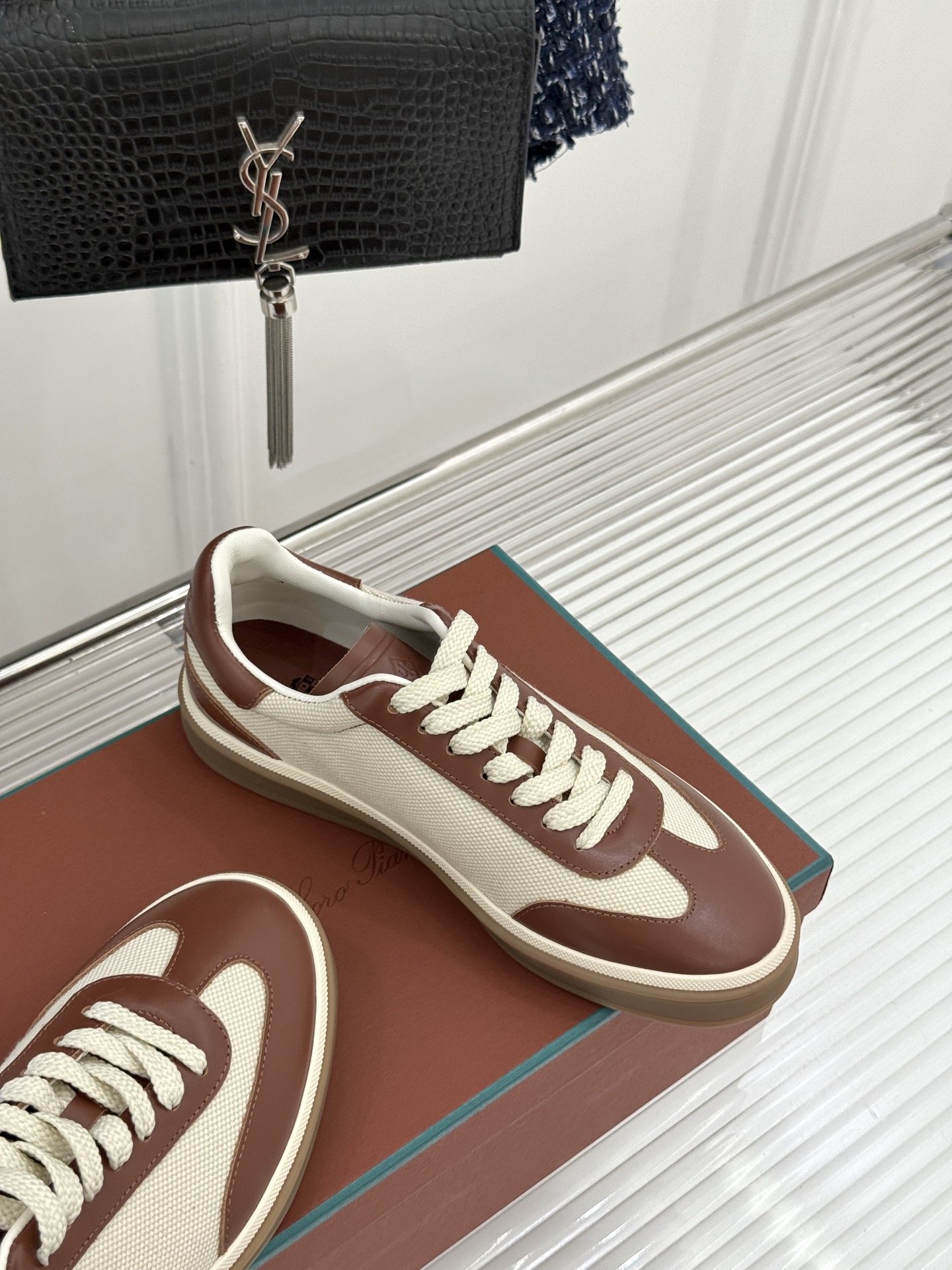 （配原版飞机盒）Loro Piana/LP Tennis Walk情侣款经典复古休闲德训鞋很松弛的老钱风