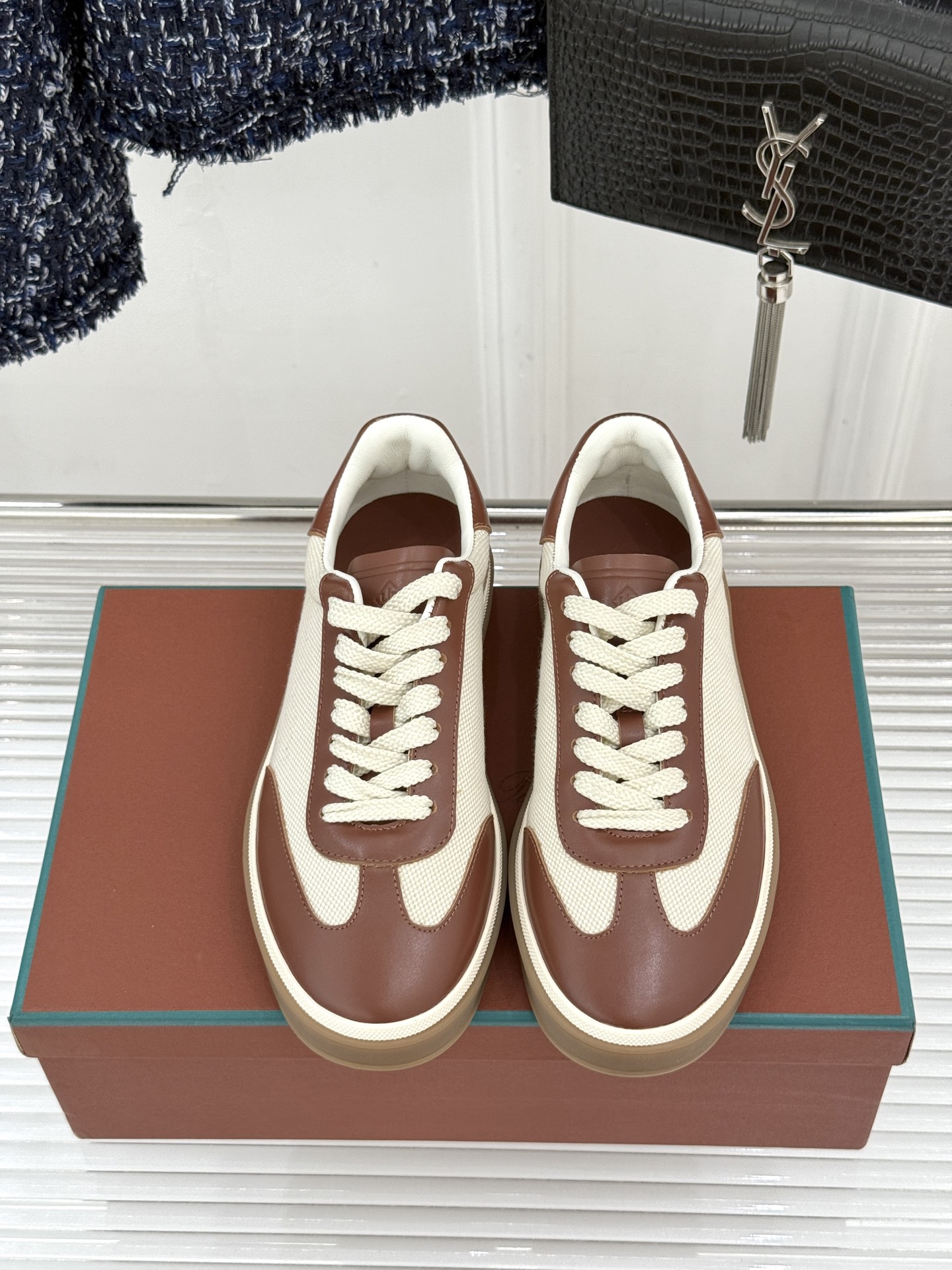 （配原版飞机盒）Loro Piana/LP Tennis Walk情侣款经典复古休闲德训鞋很松弛的老钱风