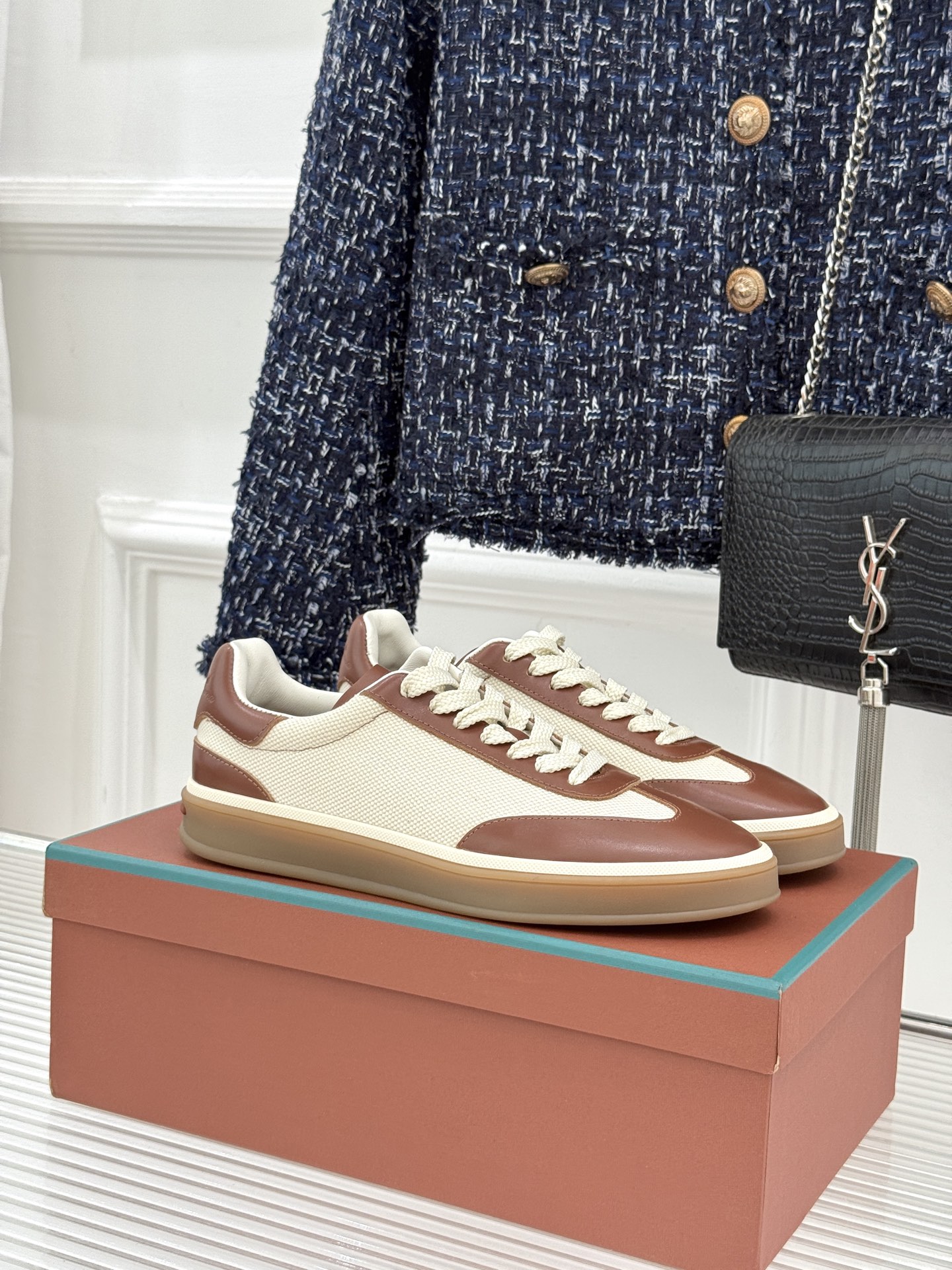 （配原版飞机盒）Loro Piana/LP Tennis Walk情侣款经典复古休闲德训鞋很松弛的老钱风