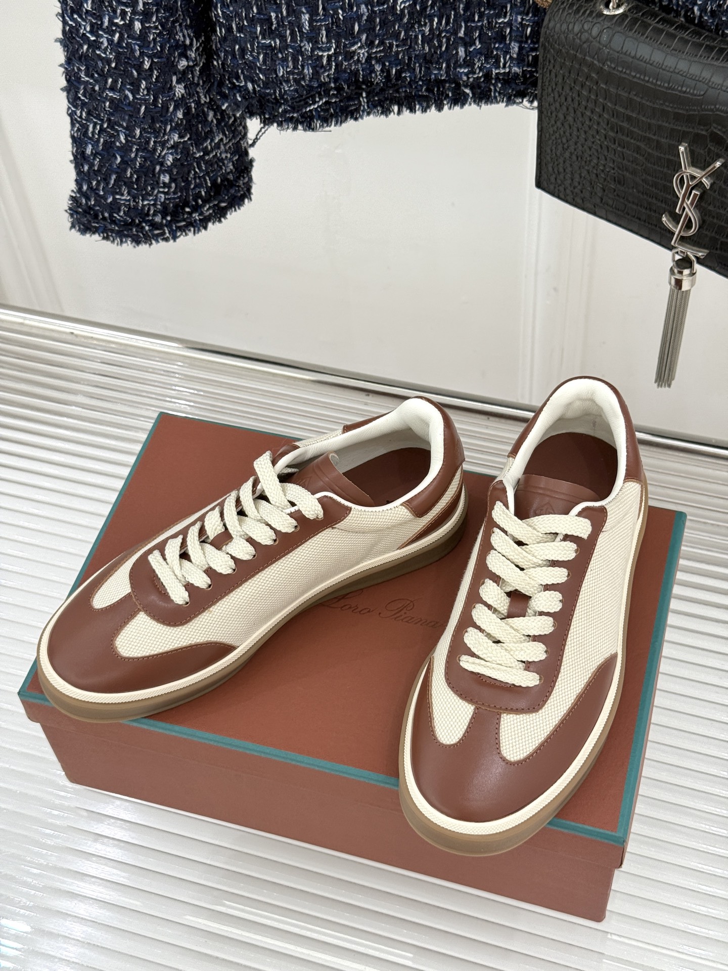 （配原版飞机盒）Loro Piana/LP Tennis Walk情侣款经典复古休闲德训鞋很松弛的老钱风