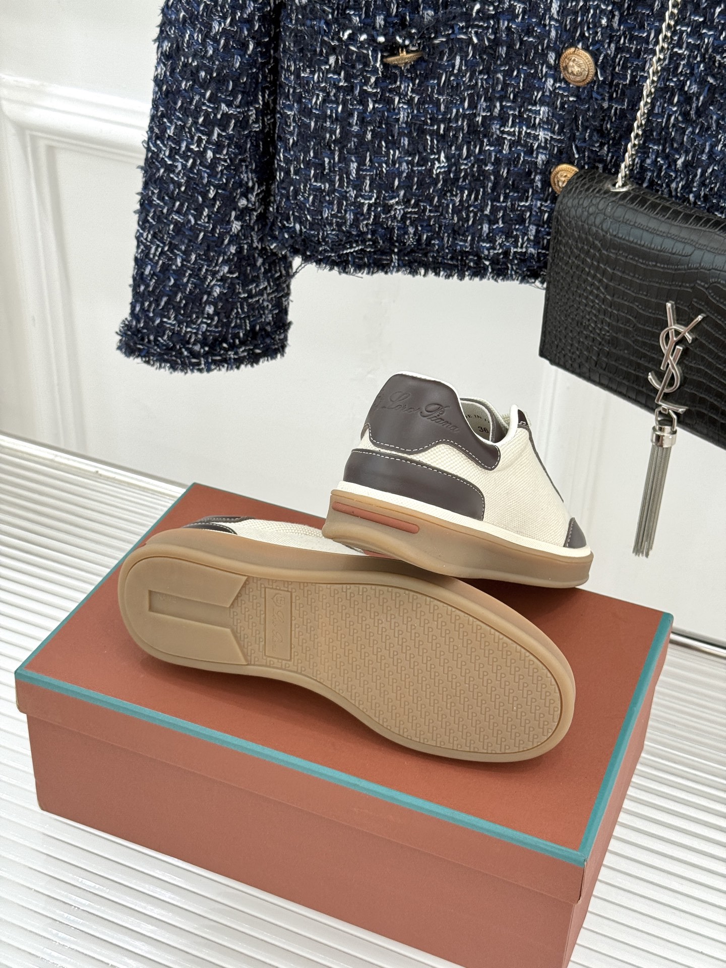 （配原版飞机盒）Loro Piana/LP Tennis Walk情侣款经典复古休闲德训鞋很松弛的老钱风