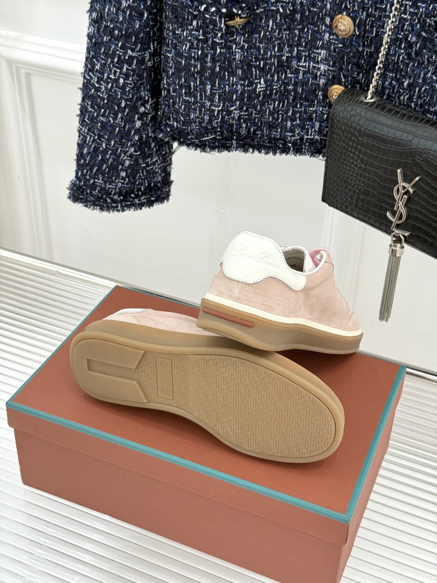 （配原版飞机盒）Loro Piana/LP Tennis Walk情侣款经典复古休闲德训鞋很松弛的老钱风