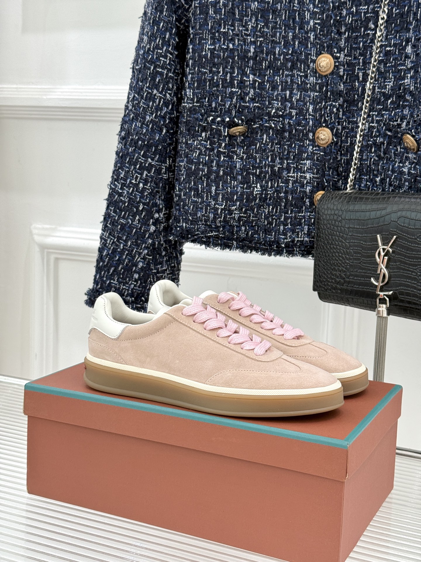 （配原版飞机盒）Loro Piana/LP Tennis Walk情侣款经典复古休闲德训鞋很松弛的老钱风