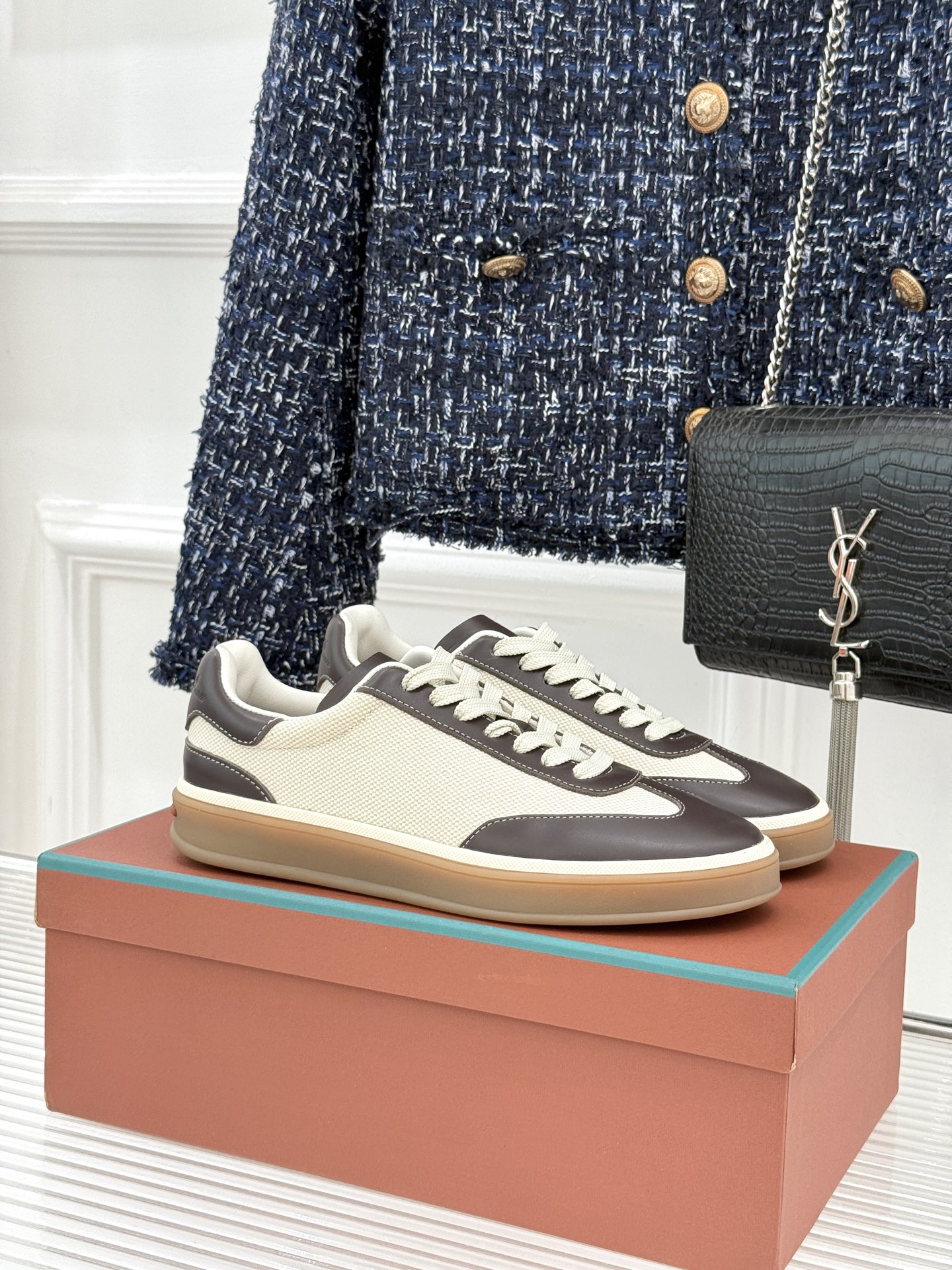 （配原版飞机盒）Loro Piana/LP Tennis Walk情侣款经典复古休闲德训鞋很松弛的老钱风