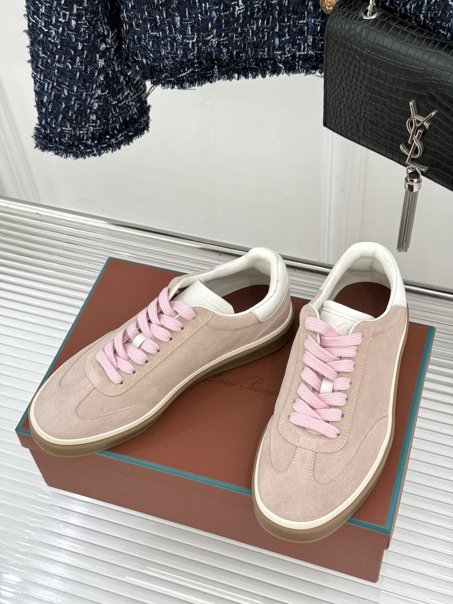 （配原版飞机盒）Loro Piana/LP Tennis Walk情侣款经典复古休闲德训鞋很松弛的老钱风