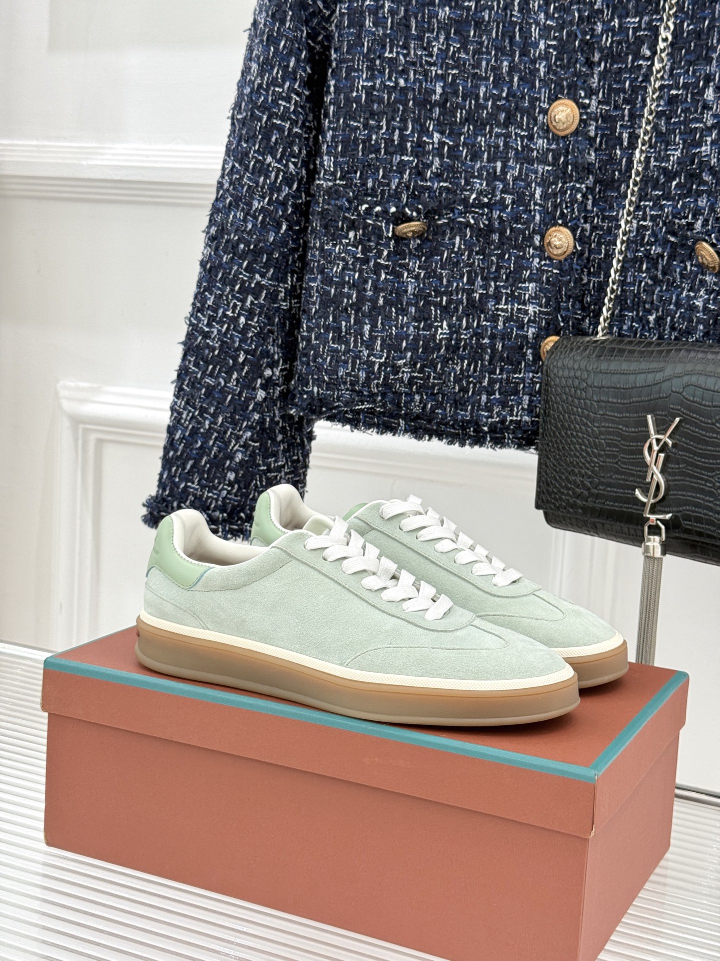 （配原版飞机盒）Loro Piana/LP Tennis Walk情侣款经典复古休闲德训鞋很松弛的老钱风