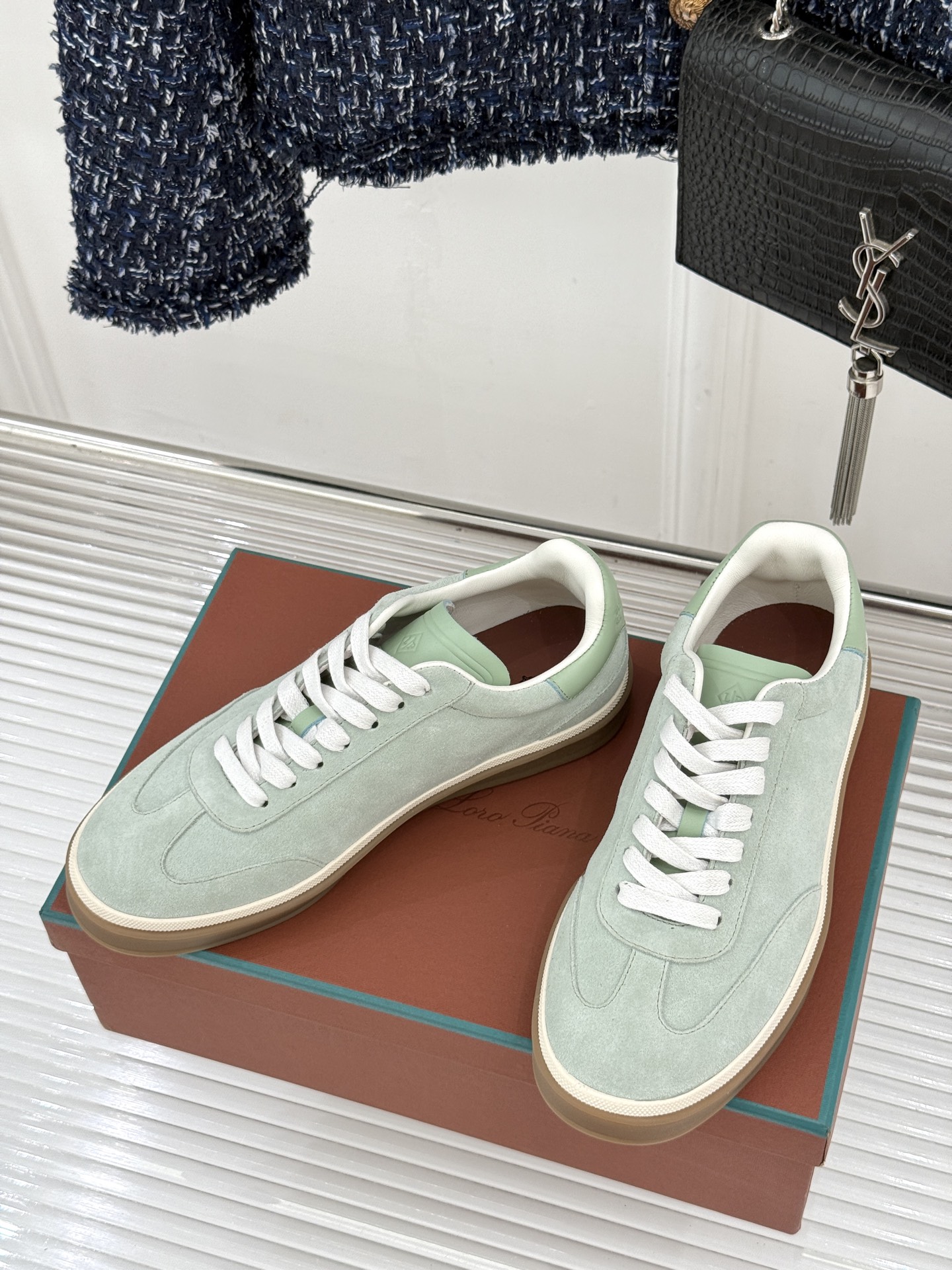 （配原版飞机盒）Loro Piana/LP Tennis Walk情侣款经典复古休闲德训鞋很松弛的老钱风