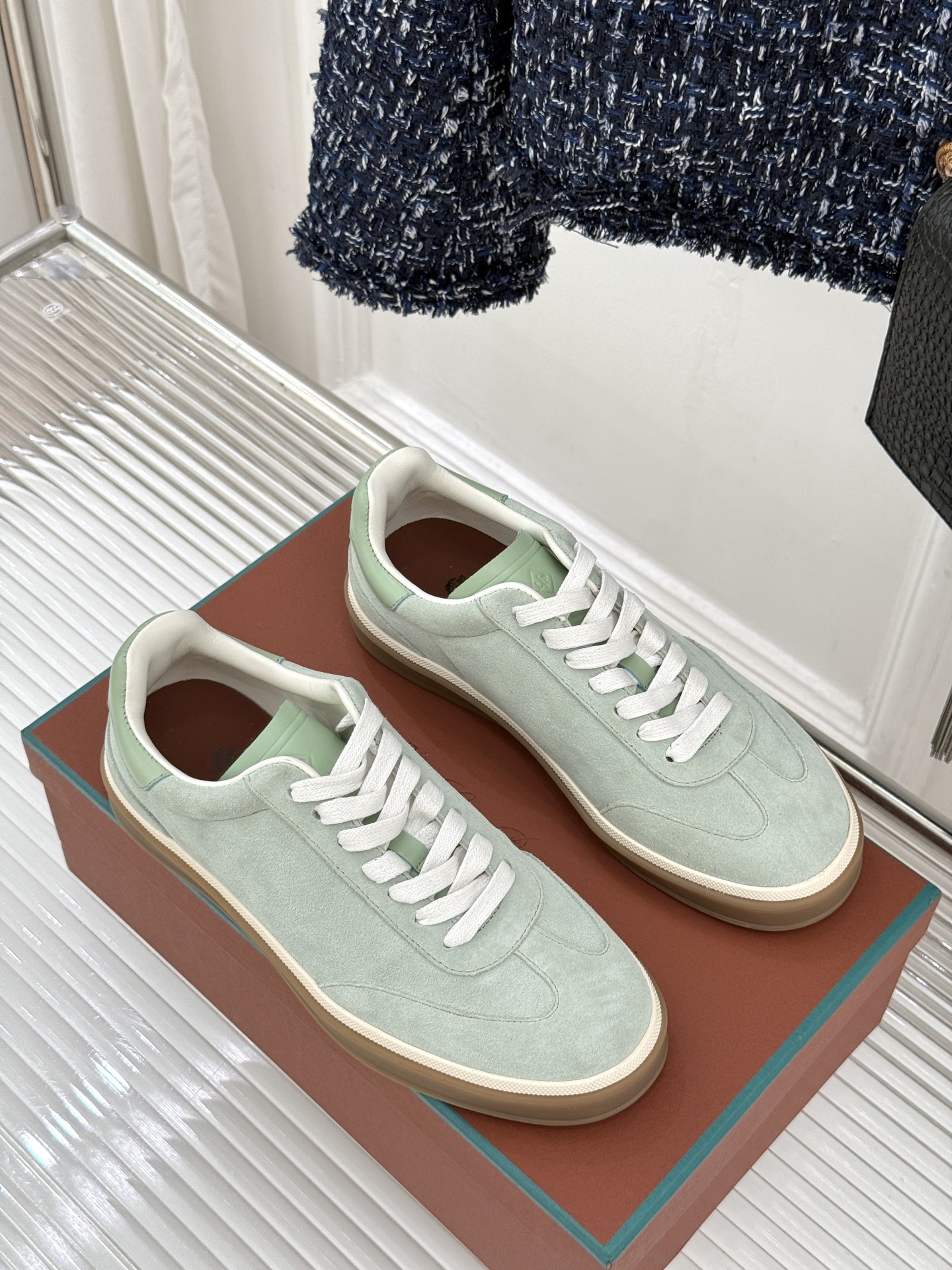 （配原版飞机盒）Loro Piana/LP Tennis Walk情侣款经典复古休闲德训鞋很松弛的老钱风